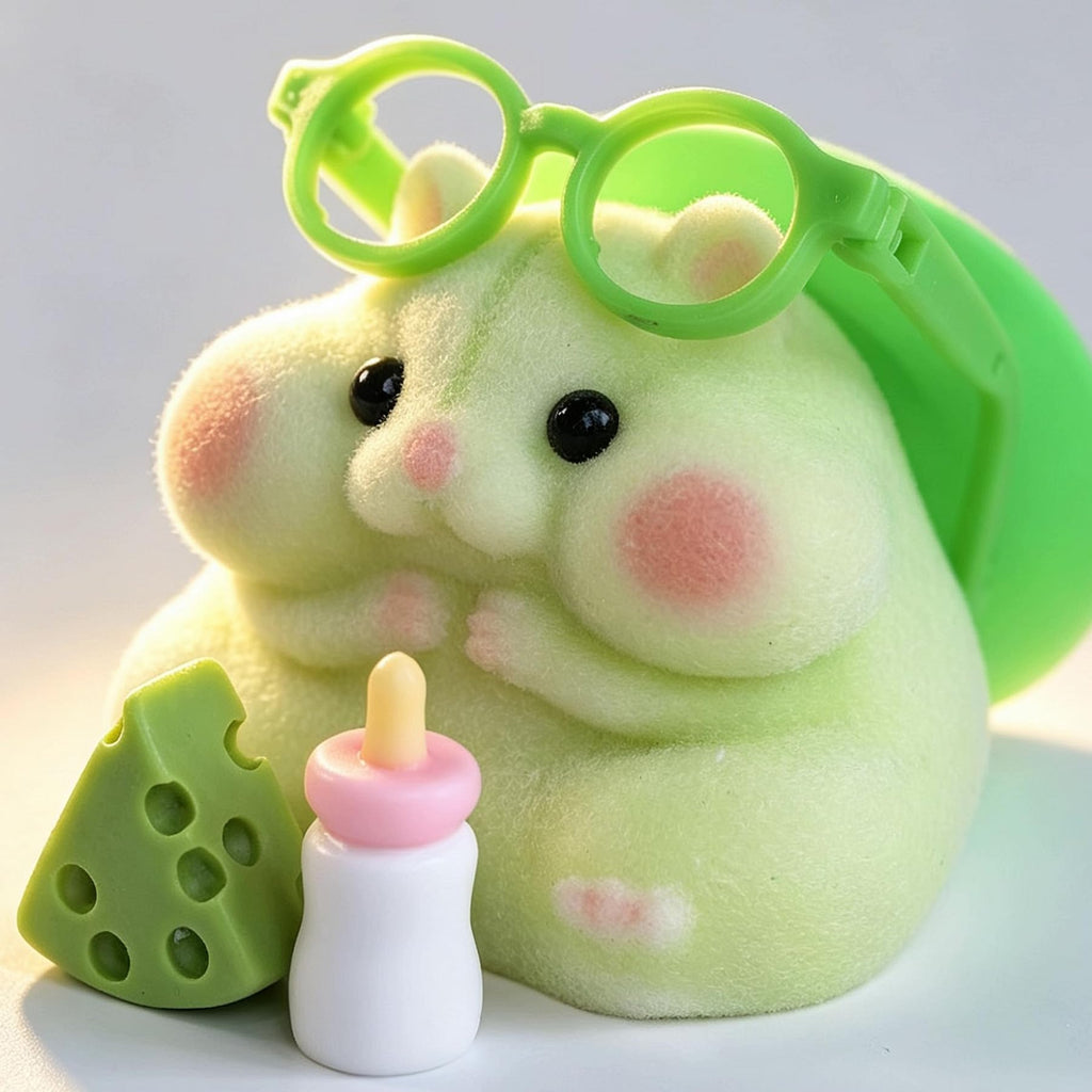 Handmade Taba Squishy Hamster Toy, Cute Squishy Stress Relief Fidget Toy | CUTE SQUEEZE Soft Non-toxic Silicone Butter Cheese Dumpling Squishy, Fuzzy Animal Sensory Toys for Kids Adults, Pink