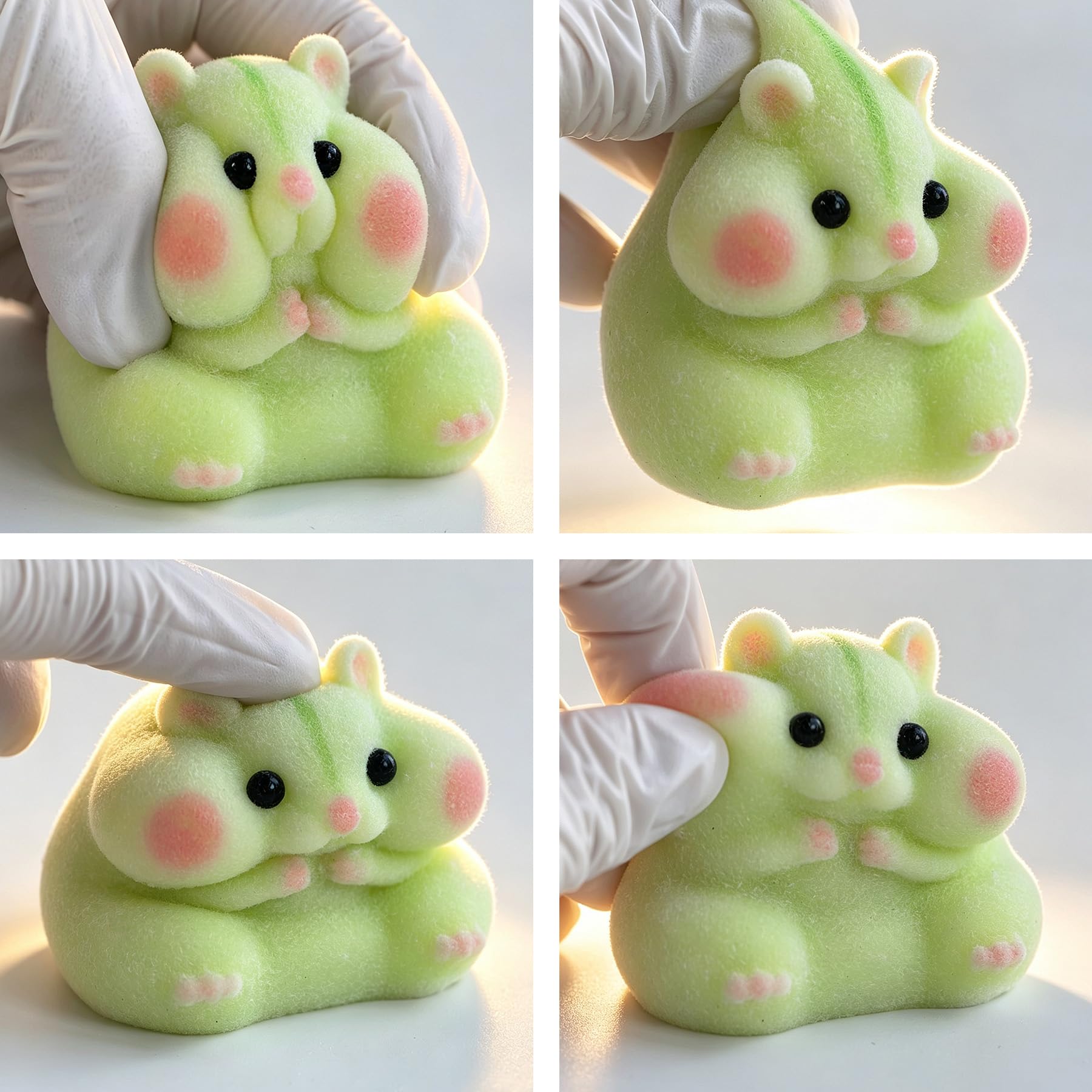 Handmade Taba Squishy Hamster Toy, Cute Squishy Stress Relief Fidget Toy | CUTE SQUEEZE Soft Non-toxic Silicone Butter Cheese Dumpling Squishy, Fuzzy Animal Sensory Toys for Kids Adults, Pink