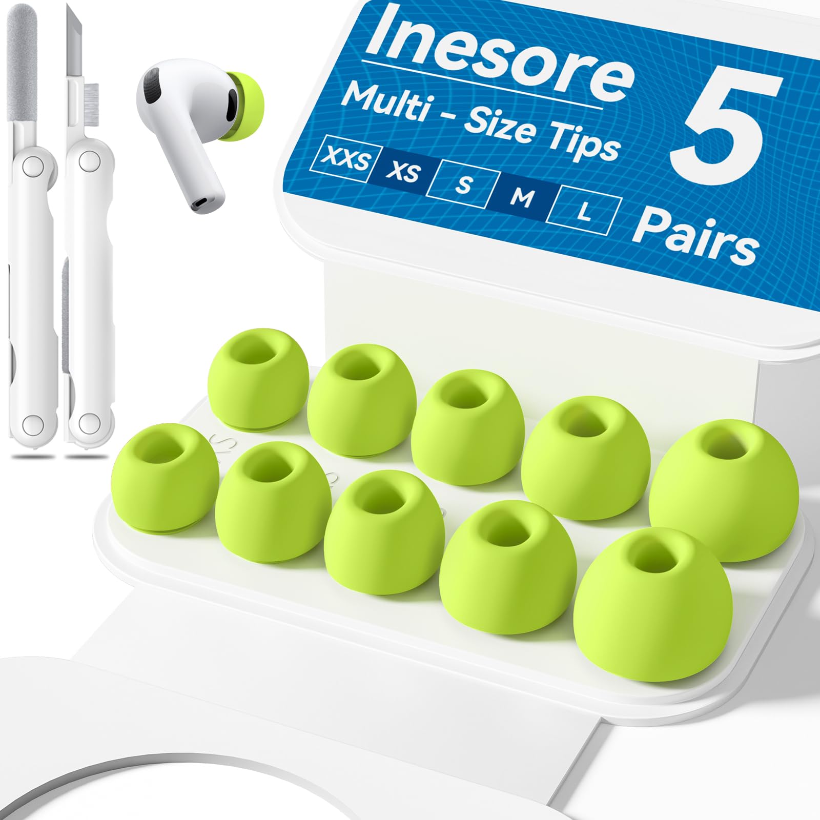 Inesore 4 Pairs Replacement Ear Tips for AirPods Pro 2nd/1st (Dark red) | with Noise Reduction Hole & Built-in dust Guard Screen,Silicone,with Portable Storage Box & Cleaner Pen,4 Size (XS/S/M/L)