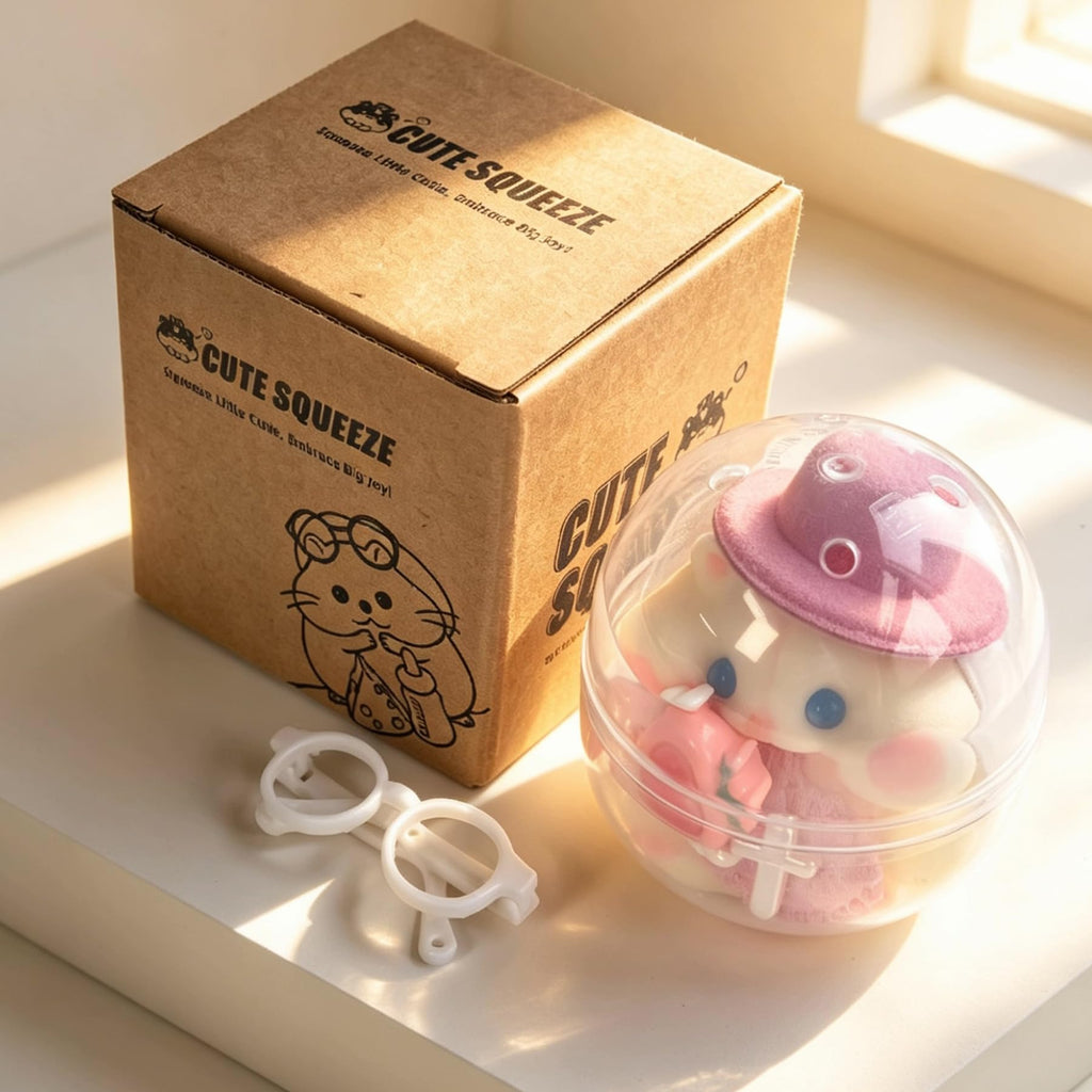 Handmade Taba Squishy Hamster Toy, Cute Squishy Stress Relief Fidget Toy | CUTE SQUEEZE Soft Non-toxic Silicone Butter Cheese Dumpling Squishy, Fuzzy Animal Sensory Toys for Kids Adults, Pink