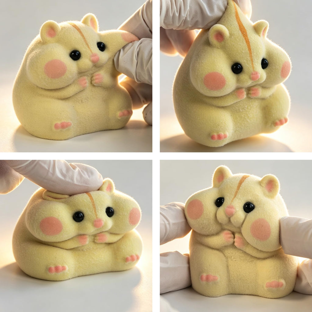 Handmade Taba Squishy Hamster Toy, Cute Squishy Stress Relief Fidget Toy | CUTE SQUEEZE Soft Non-toxic Silicone Butter Cheese Dumpling Squishy, Fuzzy Animal Sensory Toys for Kids Adults, Pink