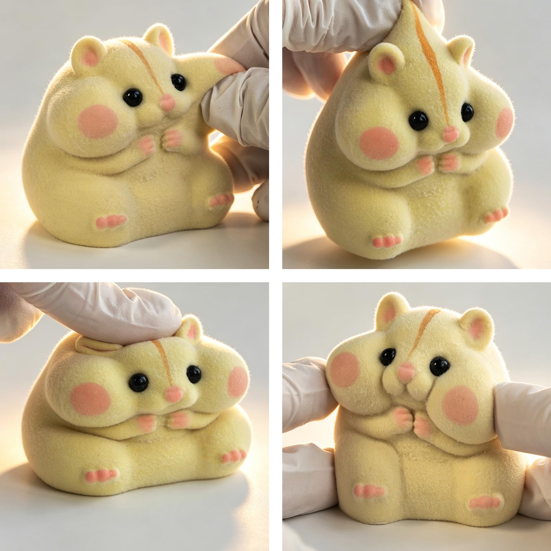 Handmade Taba Squishy Hamster Toy, Cute Squishy Stress Relief Fidget Toy | CUTE SQUEEZE Soft Non-toxic Silicone Butter Cheese Dumpling Squishy, Fuzzy Animal Sensory Toys for Kids Adults, Pink