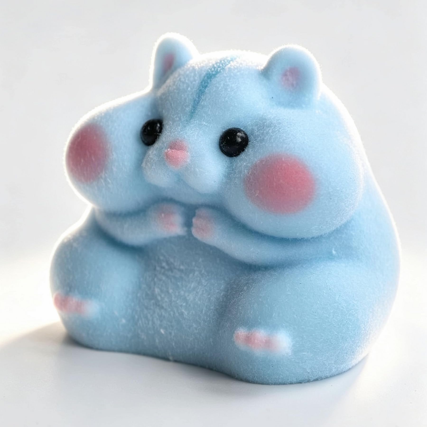 Handmade Taba Squishy Hamster Toy, Cute Squishy Stress Relief Fidget Toy | CUTE SQUEEZE Soft Non-toxic Silicone Butter Cheese Dumpling Squishy, Fuzzy Animal Sensory Toys for Kids Adults, Pink