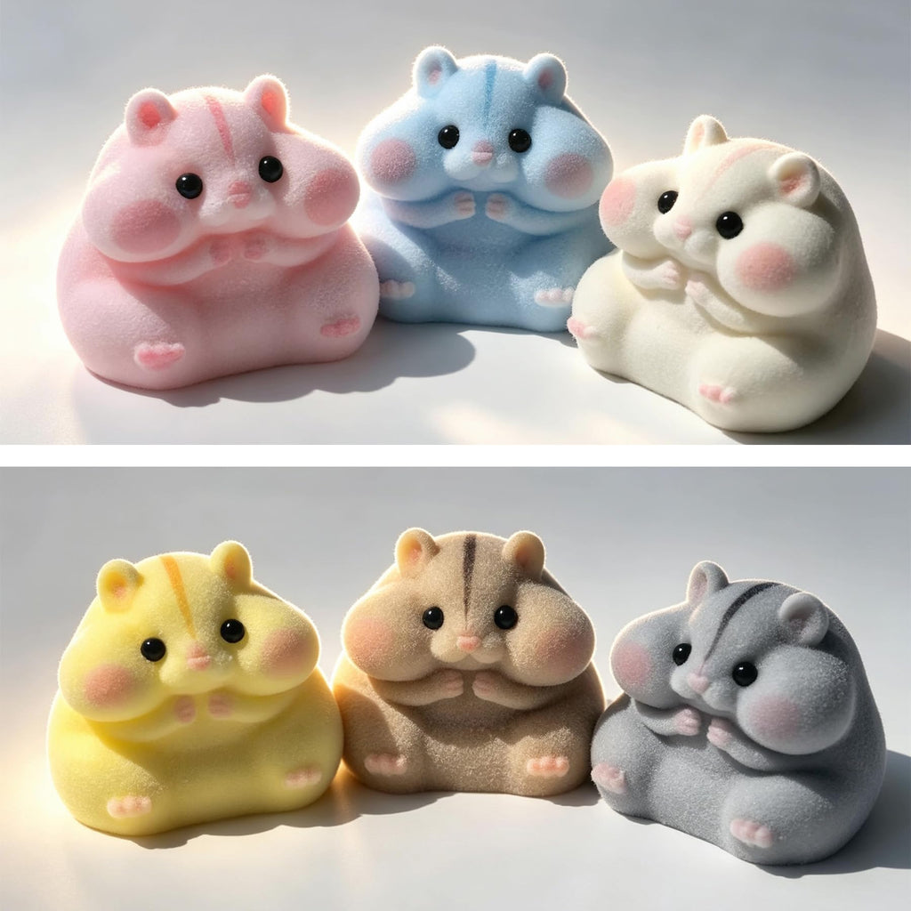 Handmade Taba Squishy Hamster Toy, Cute Squishy Stress Relief Fidget Toy | CUTE SQUEEZE Soft Non-toxic Silicone Butter Cheese Dumpling Squishy, Fuzzy Animal Sensory Toys for Kids Adults, Pink