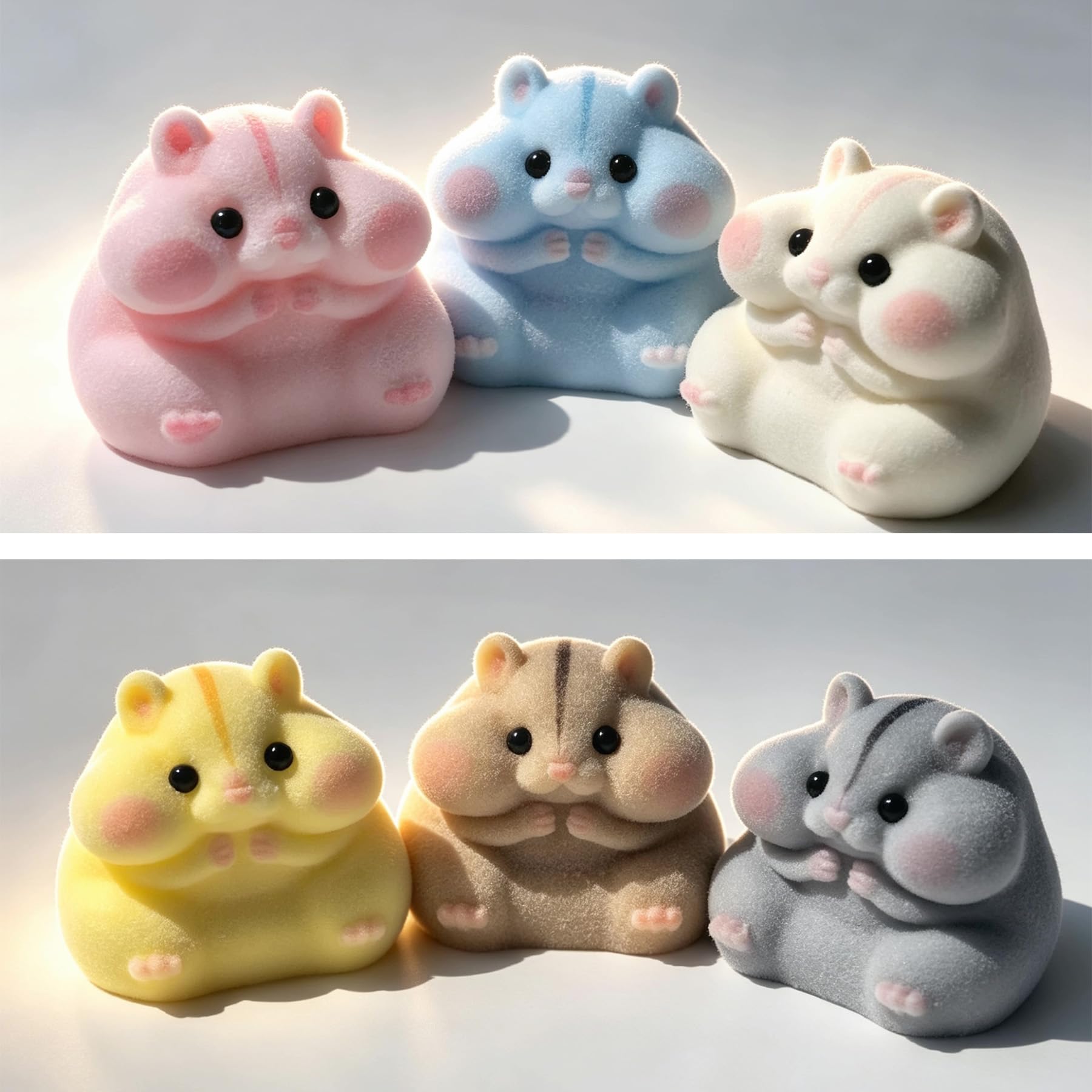 Handmade Taba Squishy Hamster Toy, Cute Squishy Stress Relief Fidget Toy | CUTE SQUEEZE Soft Non-toxic Silicone Butter Cheese Dumpling Squishy, Fuzzy Animal Sensory Toys for Kids Adults, Pink