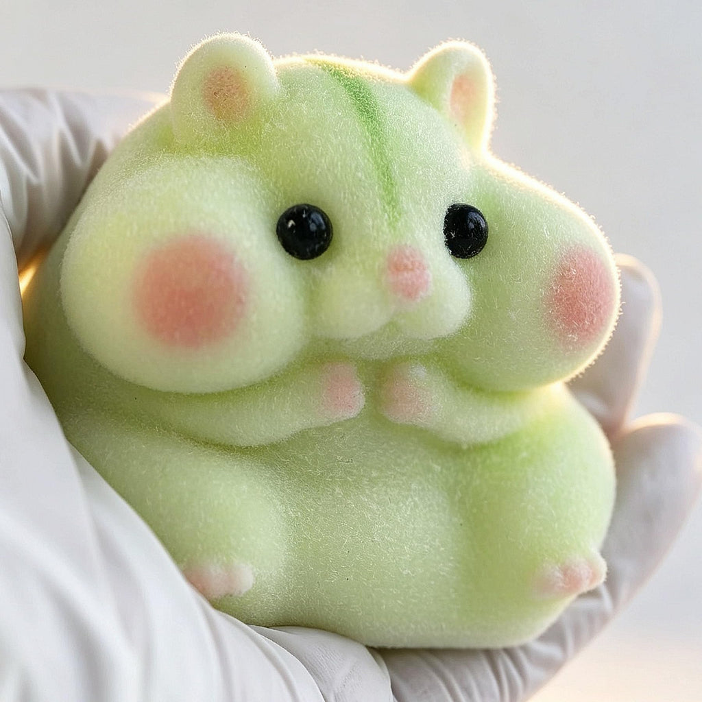 Handmade Taba Squishy Hamster Toy, Cute Squishy Stress Relief Fidget Toy | CUTE SQUEEZE Soft Non-toxic Silicone Butter Cheese Dumpling Squishy, Fuzzy Animal Sensory Toys for Kids Adults, Pink