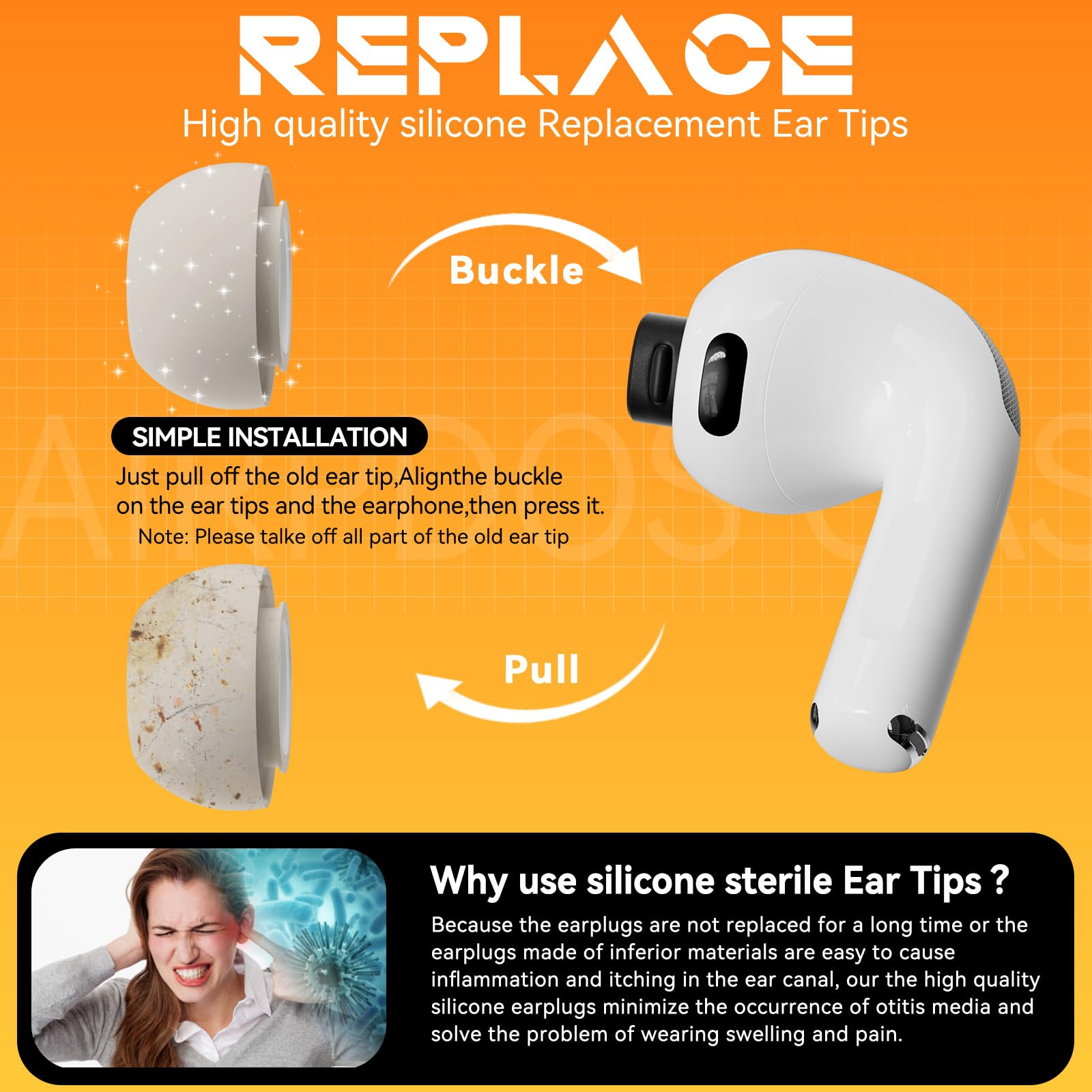 Inesore 4 Pairs Replacement Ear Tips for AirPods Pro 2nd/1st (Dark red) | with Noise Reduction Hole & Built-in dust Guard Screen,Silicone,with Portable Storage Box & Cleaner Pen,4 Size (XS/S/M/L)