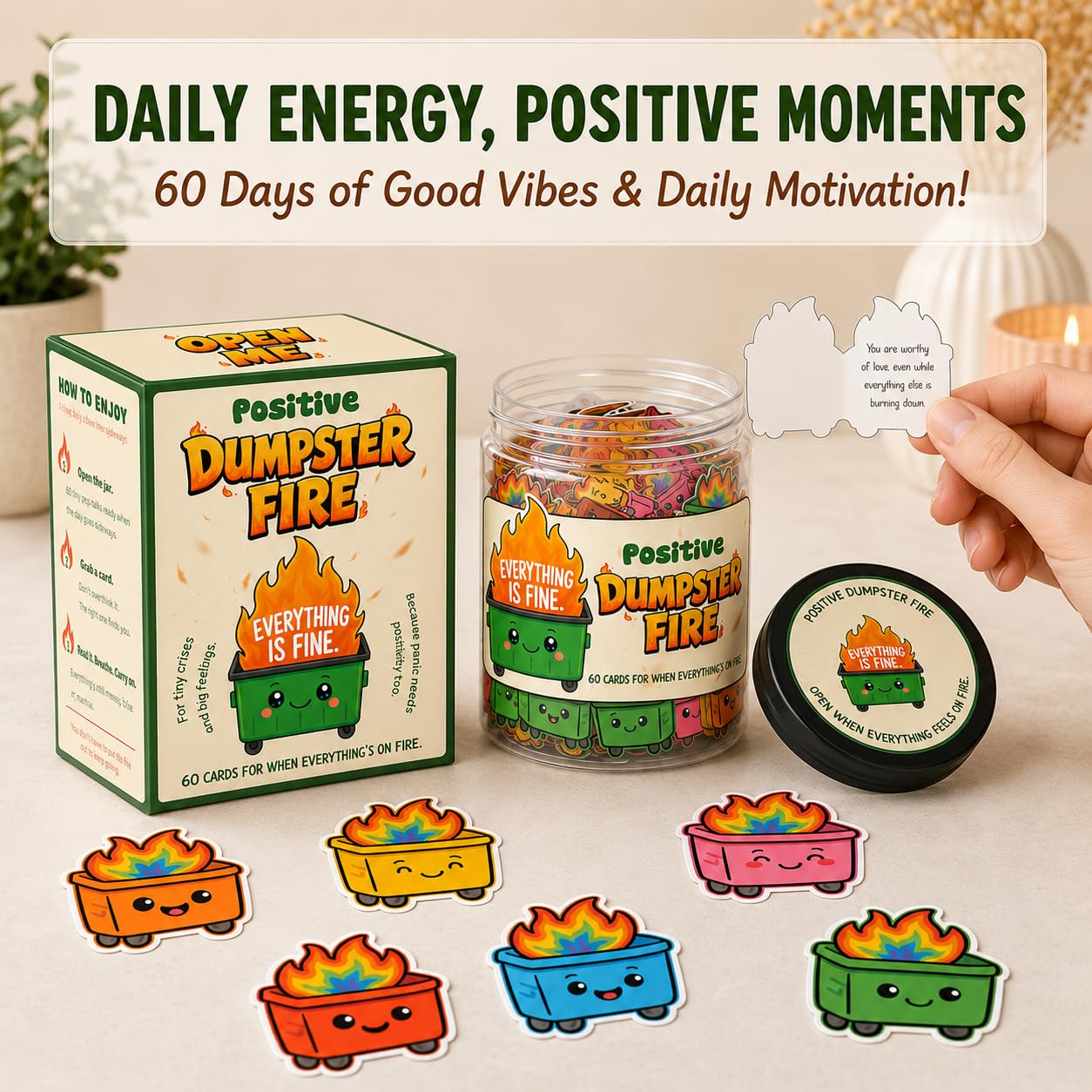 DEARMINE 60 Positive Pickle Cards Jar, Birthday Gifts for Women, Teens, Adults, Back to School Gift, White Elephant Gifts, Stocking Stuffers, Teen Girl Gifts Trendy Stuff