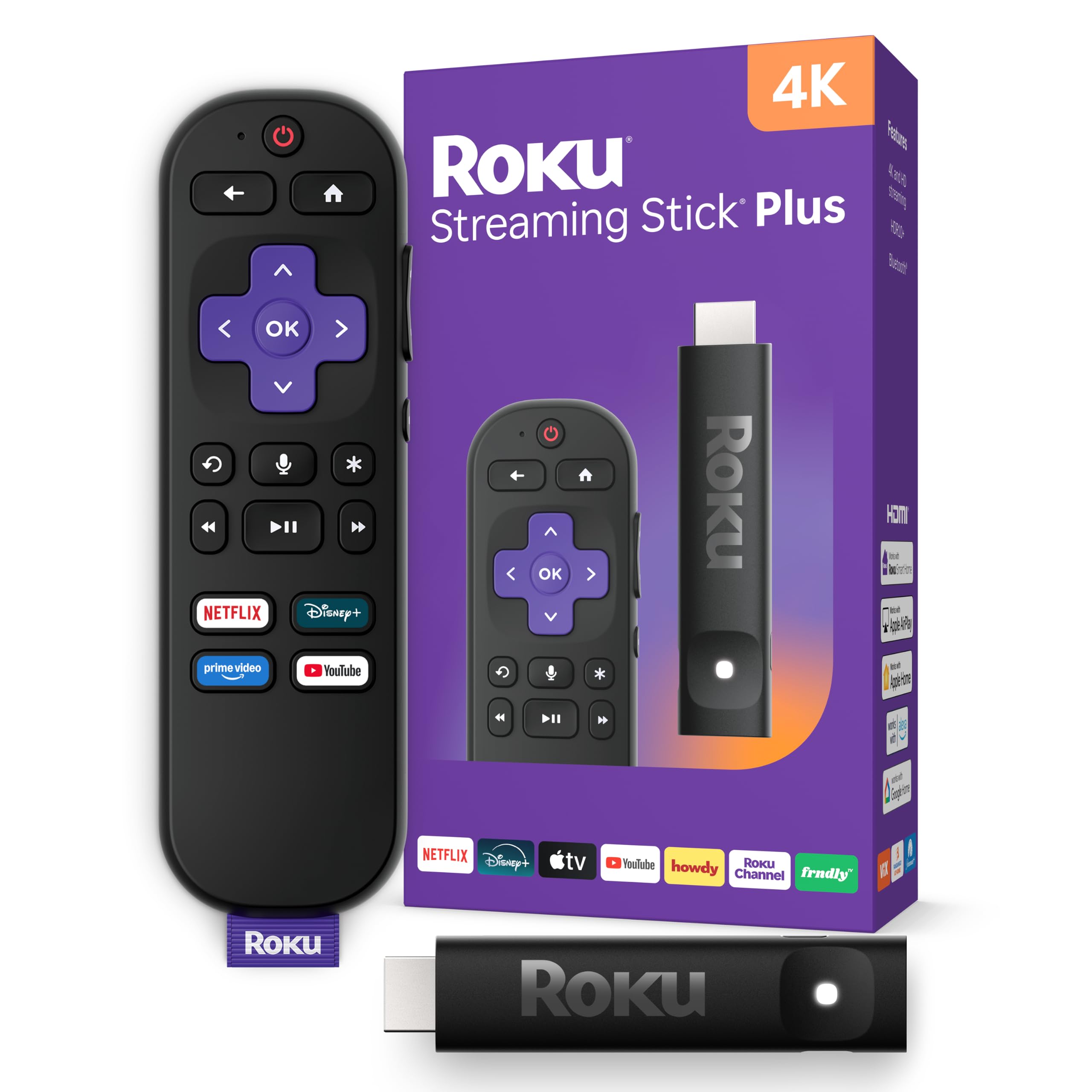 Roku Streaming Stick HD with Voice Remote | Compact 4K Streaming Device for TV with Roku Voice Remote & Long-Range Wi-Fi - Free & Live Local News, Sports