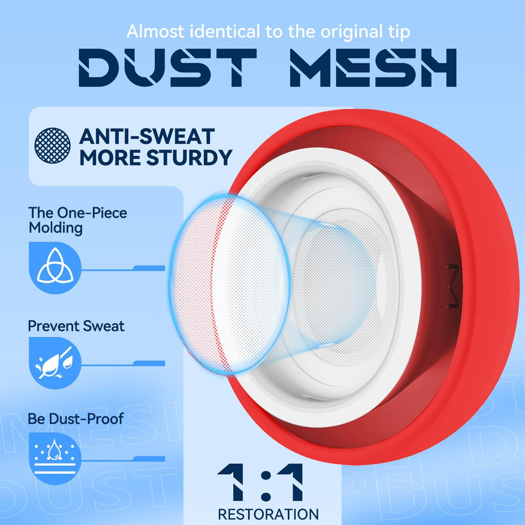 Inesore 4 Pairs Replacement Ear Tips for AirPods Pro 2nd/1st (Dark red) | with Noise Reduction Hole & Built-in dust Guard Screen,Silicone,with Portable Storage Box & Cleaner Pen,4 Size (XS/S/M/L)