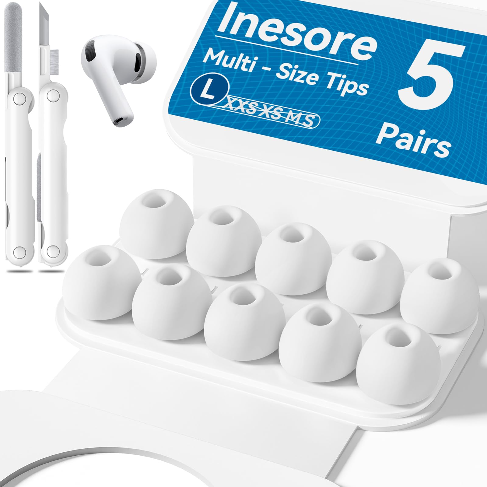 Inesore 4 Pairs Replacement Ear Tips for AirPods Pro 2nd/1st (Dark red) | with Noise Reduction Hole & Built-in dust Guard Screen,Silicone,with Portable Storage Box & Cleaner Pen,4 Size (XS/S/M/L)