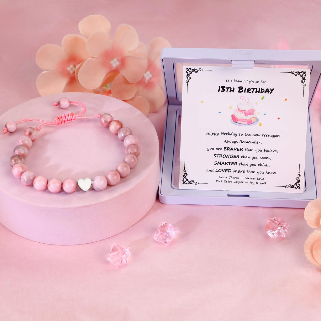 Sereney Birthday Gifts for Girls, 1-16 Year Old Girl Birthday Bracelet Gift | Adjustable Cross Pearl Beaded Bracelet, Happy Birthday Gifts for Daughter Granddaughter Niece, Handmade Link for Happy Bday