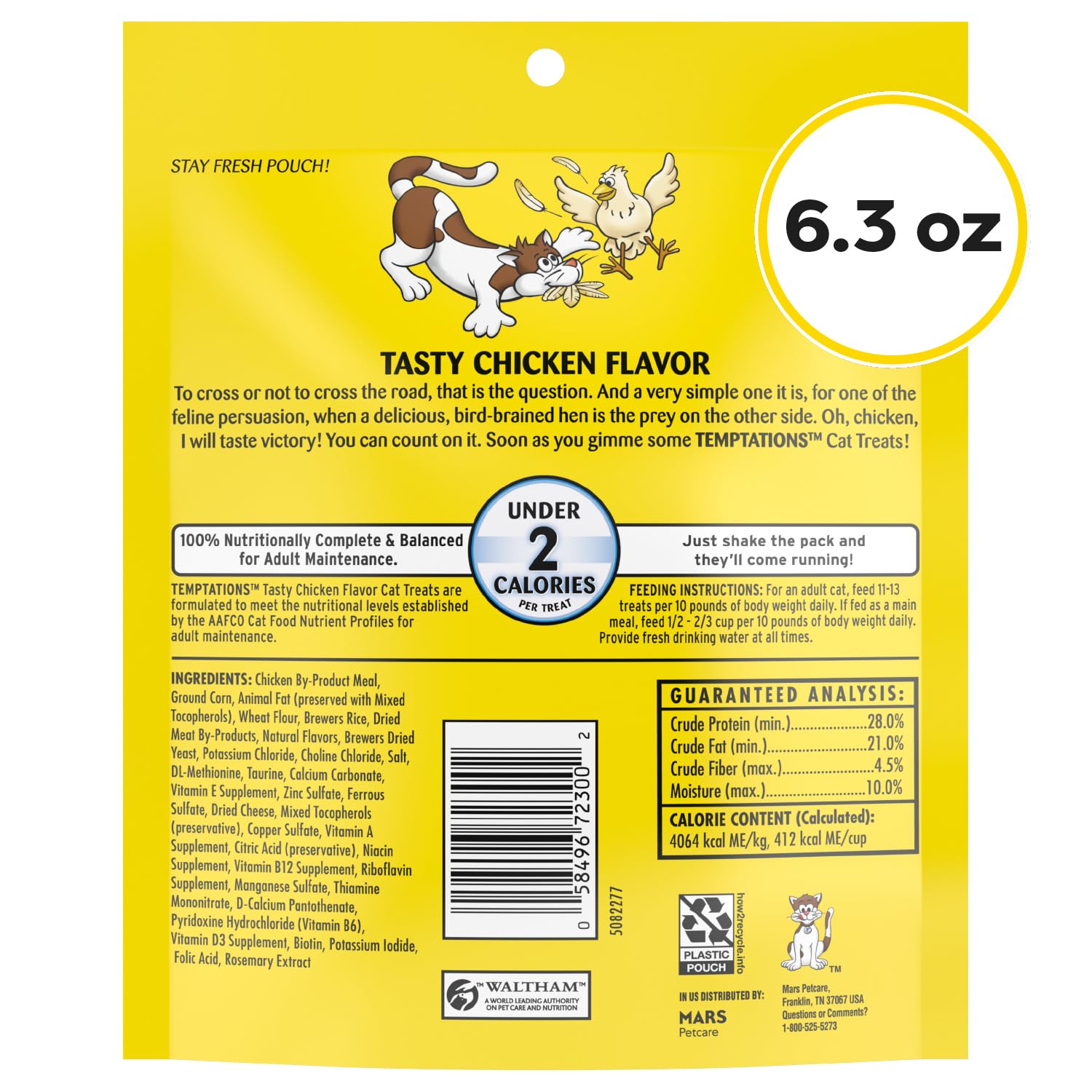 Temptations Classic Crunchy and Soft Cat Treats, Tasty Chicken, 30 oz | Under 2 calories per treat, crunchy outside & soft inside, resealable tub, use as meal or topper, 100% complete & balanced