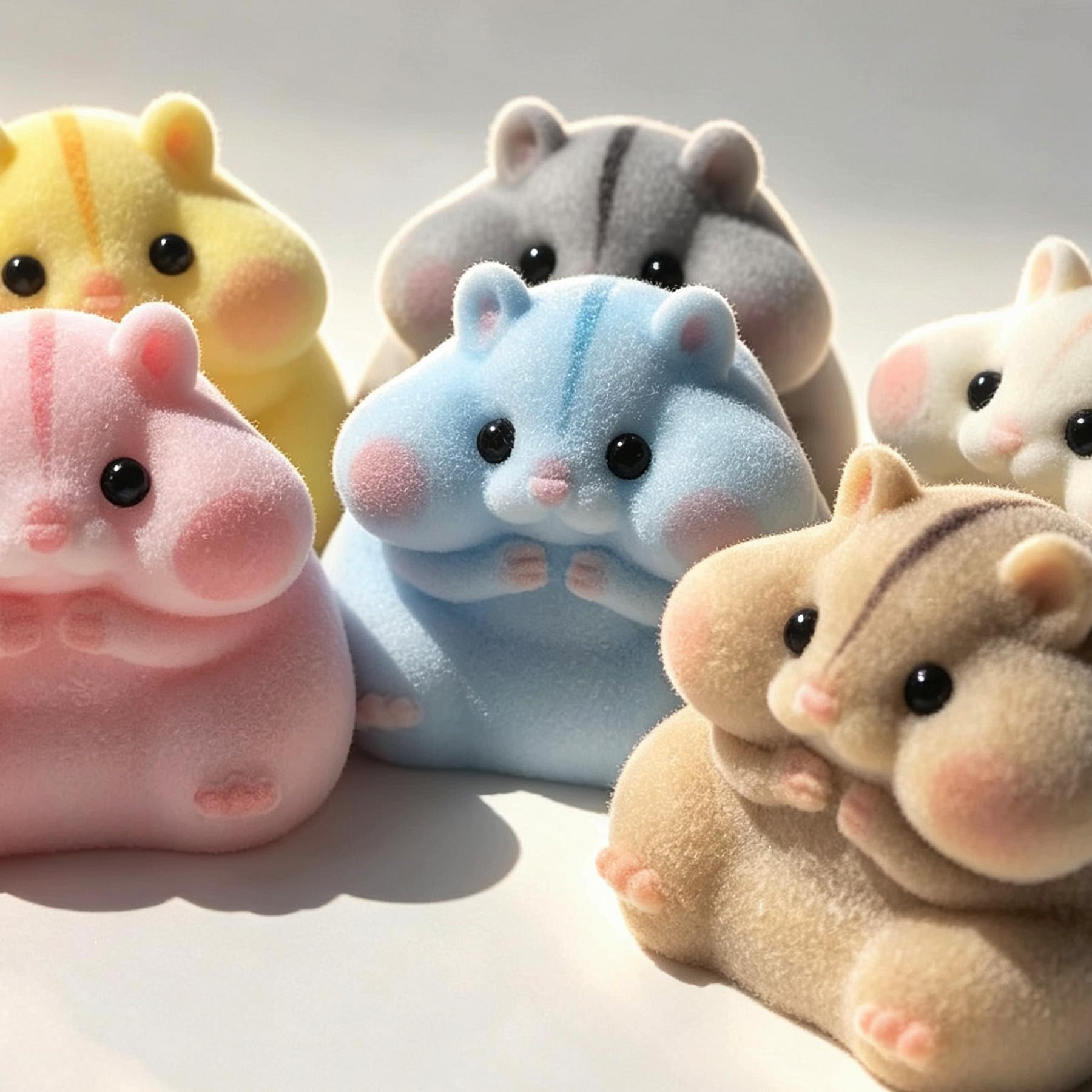 Handmade Taba Squishy Hamster Toy, Cute Squishy Stress Relief Fidget Toy | CUTE SQUEEZE Soft Non-toxic Silicone Butter Cheese Dumpling Squishy, Fuzzy Animal Sensory Toys for Kids Adults, Pink