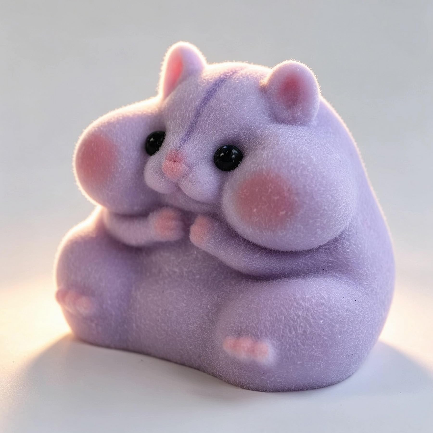 Handmade Taba Squishy Hamster Toy, Cute Squishy Stress Relief Fidget Toy | CUTE SQUEEZE Soft Non-toxic Silicone Butter Cheese Dumpling Squishy, Fuzzy Animal Sensory Toys for Kids Adults, Pink