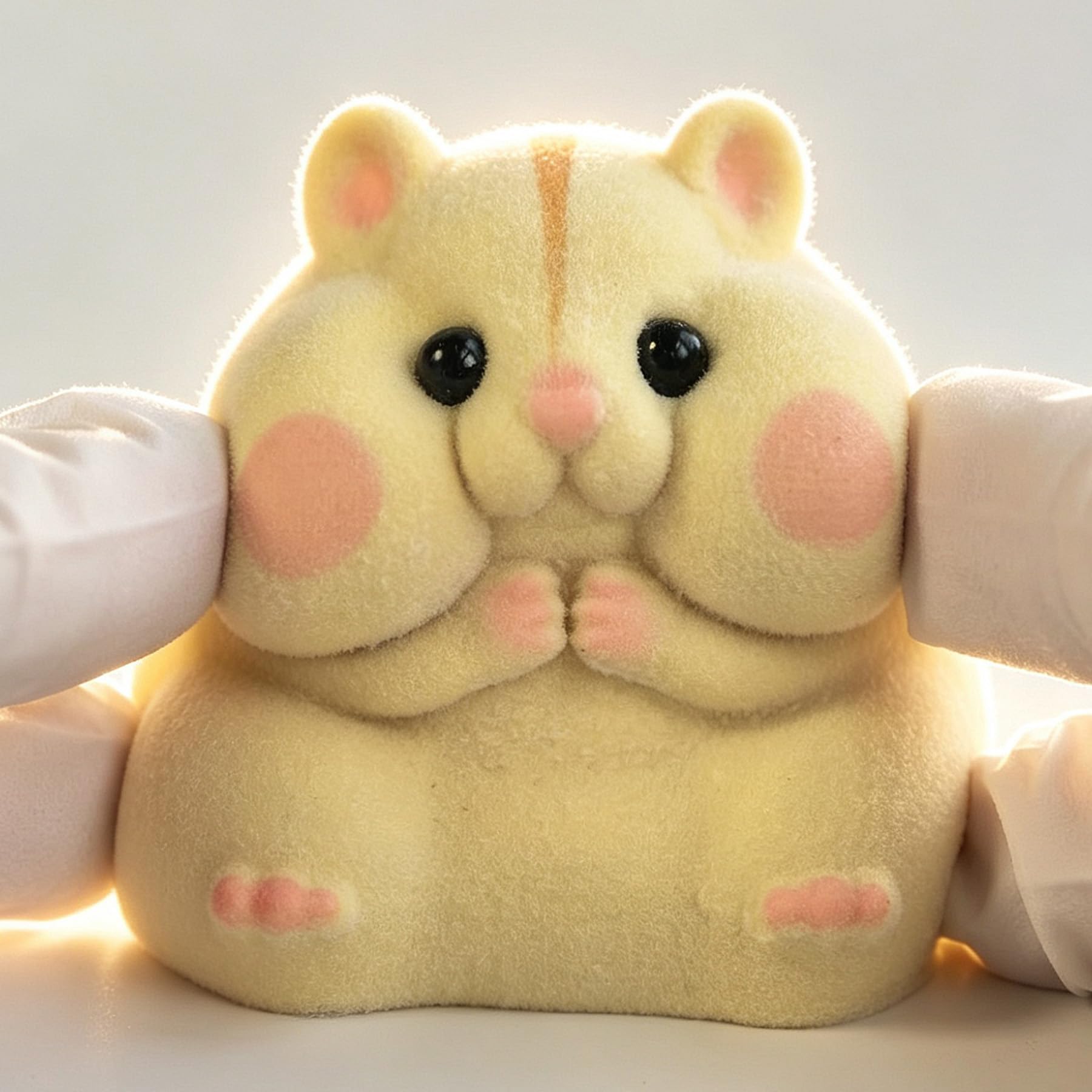 Handmade Taba Squishy Hamster Toy, Cute Squishy Stress Relief Fidget Toy | CUTE SQUEEZE Soft Non-toxic Silicone Butter Cheese Dumpling Squishy, Fuzzy Animal Sensory Toys for Kids Adults, Pink