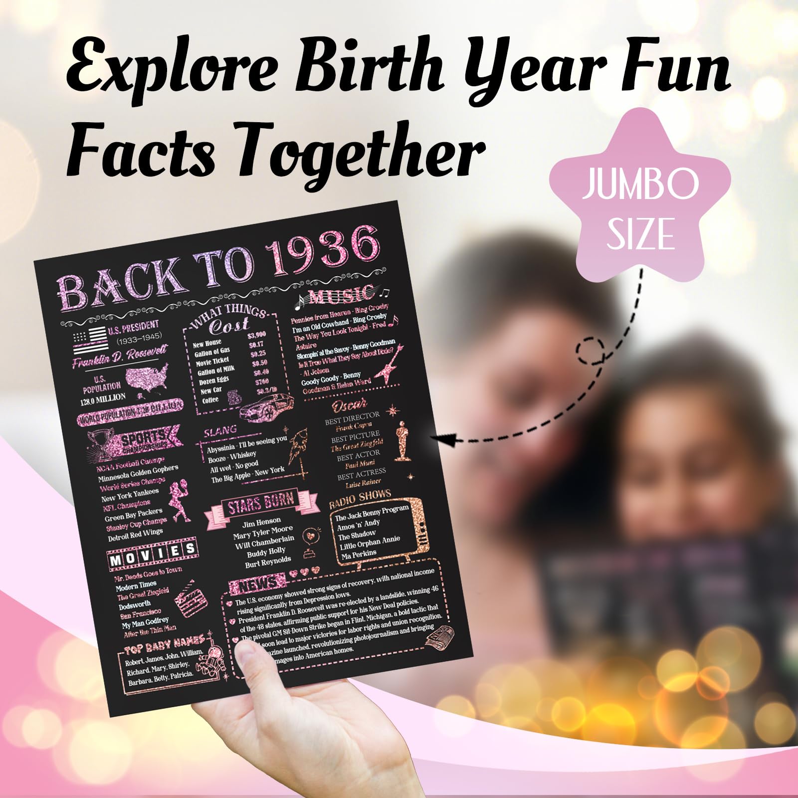 80th Birthday Card for Women Her, Large 3D Pop Up 80th Birthday cards forMom Grandma, Happy 80 Year Old Birthday Decorations for Wife Sister Funny Birthday Gifts, Back to 1946, Pink