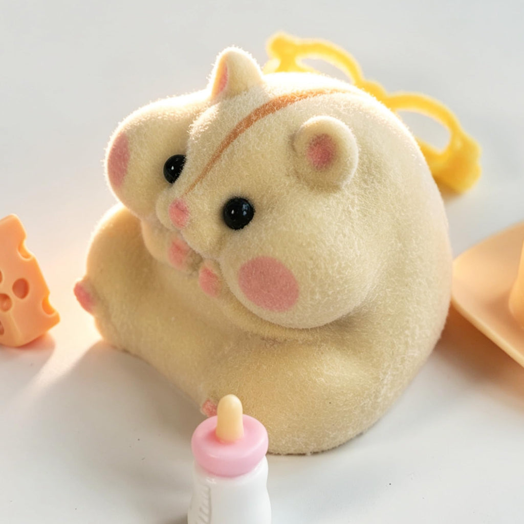 Handmade Taba Squishy Hamster Toy, Cute Squishy Stress Relief Fidget Toy | CUTE SQUEEZE Soft Non-toxic Silicone Butter Cheese Dumpling Squishy, Fuzzy Animal Sensory Toys for Kids Adults, Pink