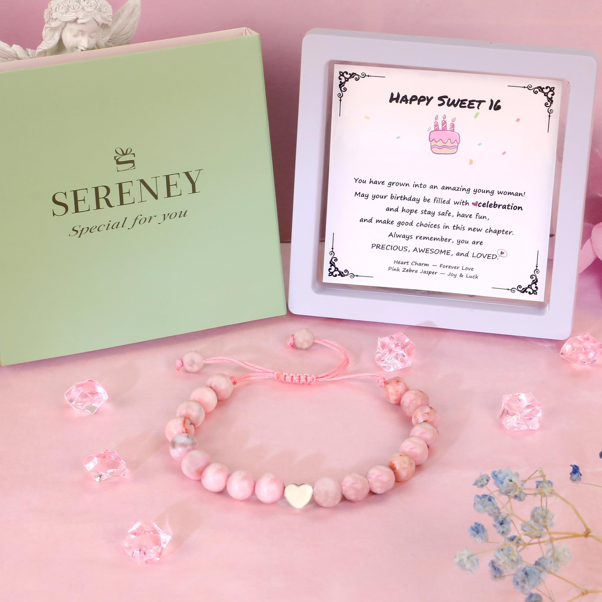 Sereney Birthday Gifts for Girls, 1-16 Year Old Girl Birthday Bracelet Gift | Adjustable Cross Pearl Beaded Bracelet, Happy Birthday Gifts for Daughter Granddaughter Niece, Handmade Link for Happy Bday