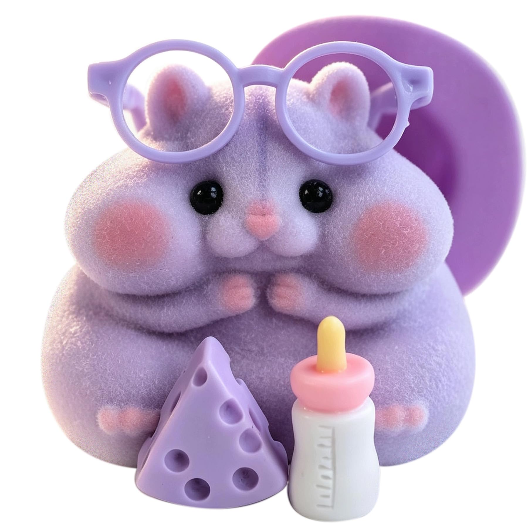 Handmade Taba Squishy Hamster Toy, Cute Squishy Stress Relief Fidget Toy | CUTE SQUEEZE Soft Non-toxic Silicone Butter Cheese Dumpling Squishy, Fuzzy Animal Sensory Toys for Kids Adults, Pink