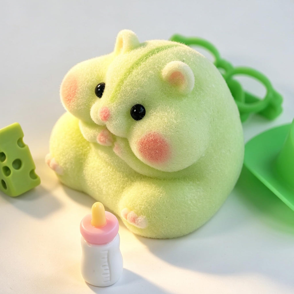 Handmade Taba Squishy Hamster Toy, Cute Squishy Stress Relief Fidget Toy | CUTE SQUEEZE Soft Non-toxic Silicone Butter Cheese Dumpling Squishy, Fuzzy Animal Sensory Toys for Kids Adults, Pink