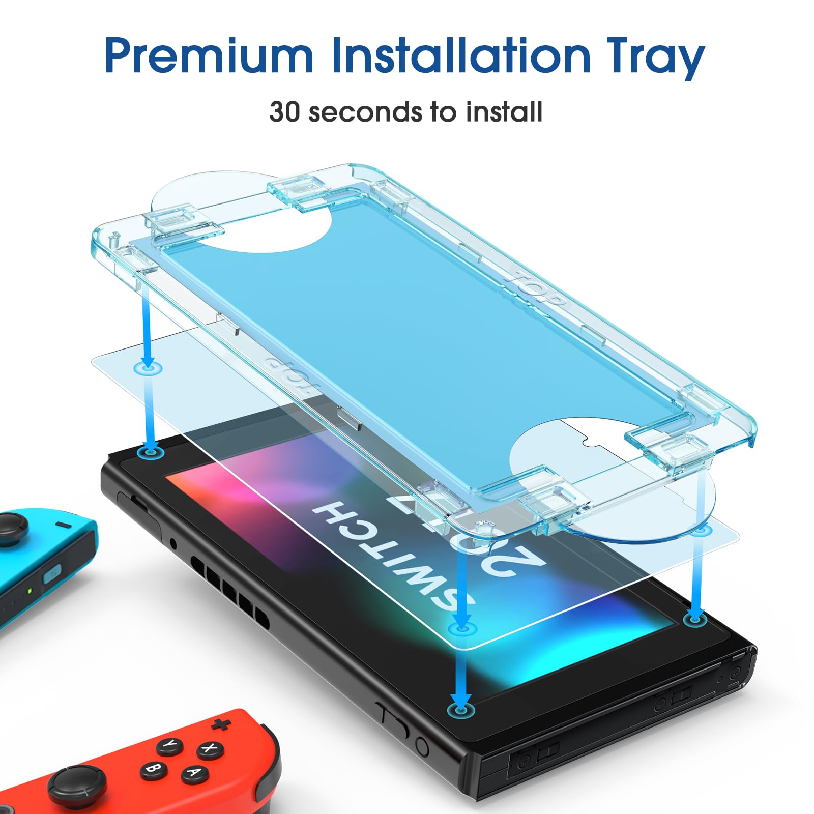 amFilm Auto-Alignment OneTouch for Nintendo Switch 2 Screen Protector 2025 | Tempered Glass Accessories, 30s Install, Bubble Free, Scratch & Drop Resistant, Touch Sensitive, 7.9'' Transparent [2 Pack]