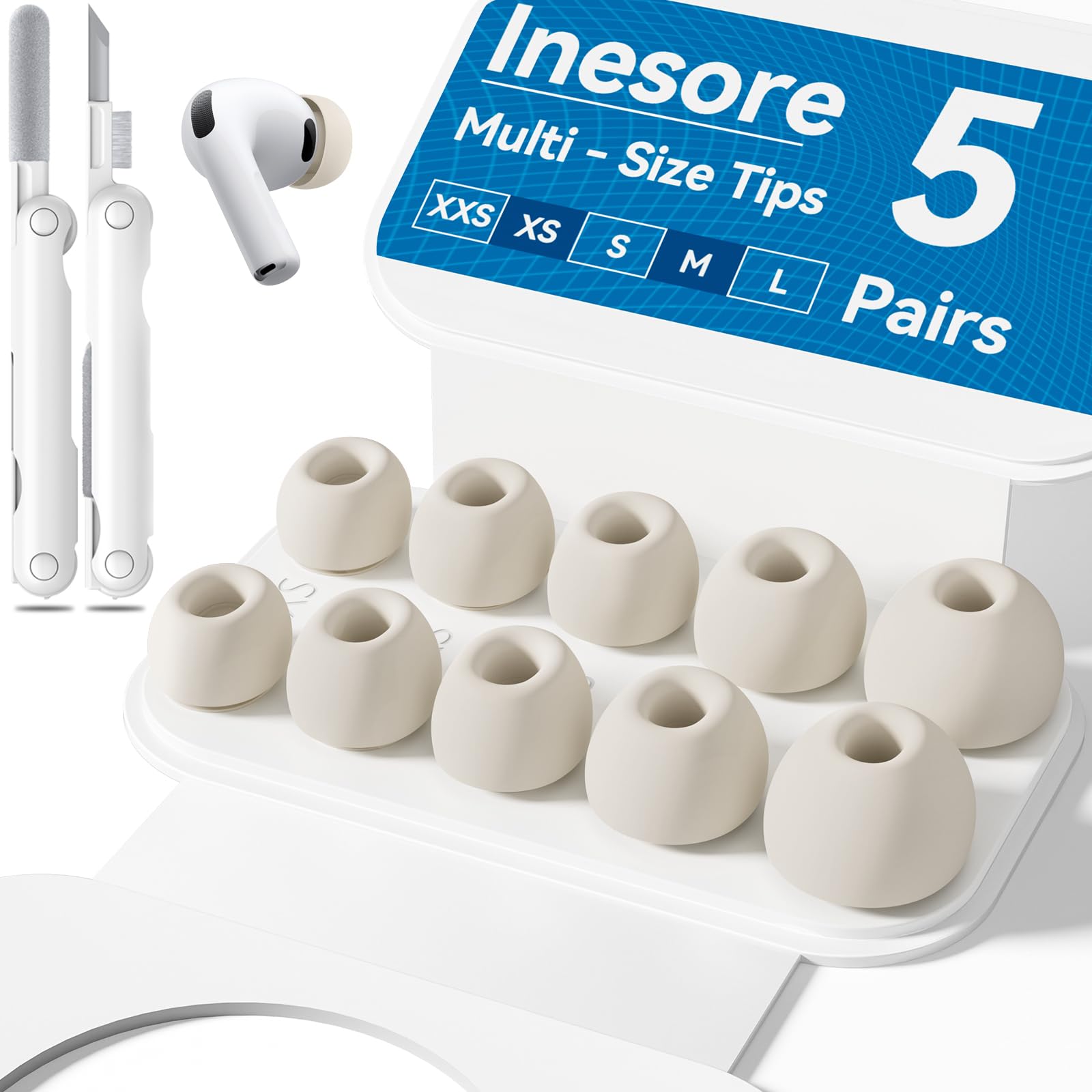 Inesore 4 Pairs Replacement Ear Tips for AirPods Pro 2nd/1st (Dark red) | with Noise Reduction Hole & Built-in dust Guard Screen,Silicone,with Portable Storage Box & Cleaner Pen,4 Size (XS/S/M/L)