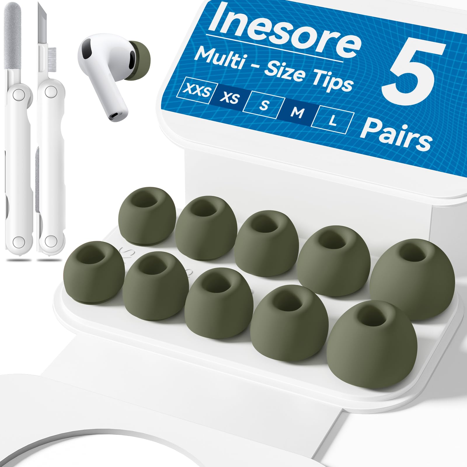 Inesore 4 Pairs Replacement Ear Tips for AirPods Pro 2nd/1st (Dark red) | with Noise Reduction Hole & Built-in dust Guard Screen,Silicone,with Portable Storage Box & Cleaner Pen,4 Size (XS/S/M/L)