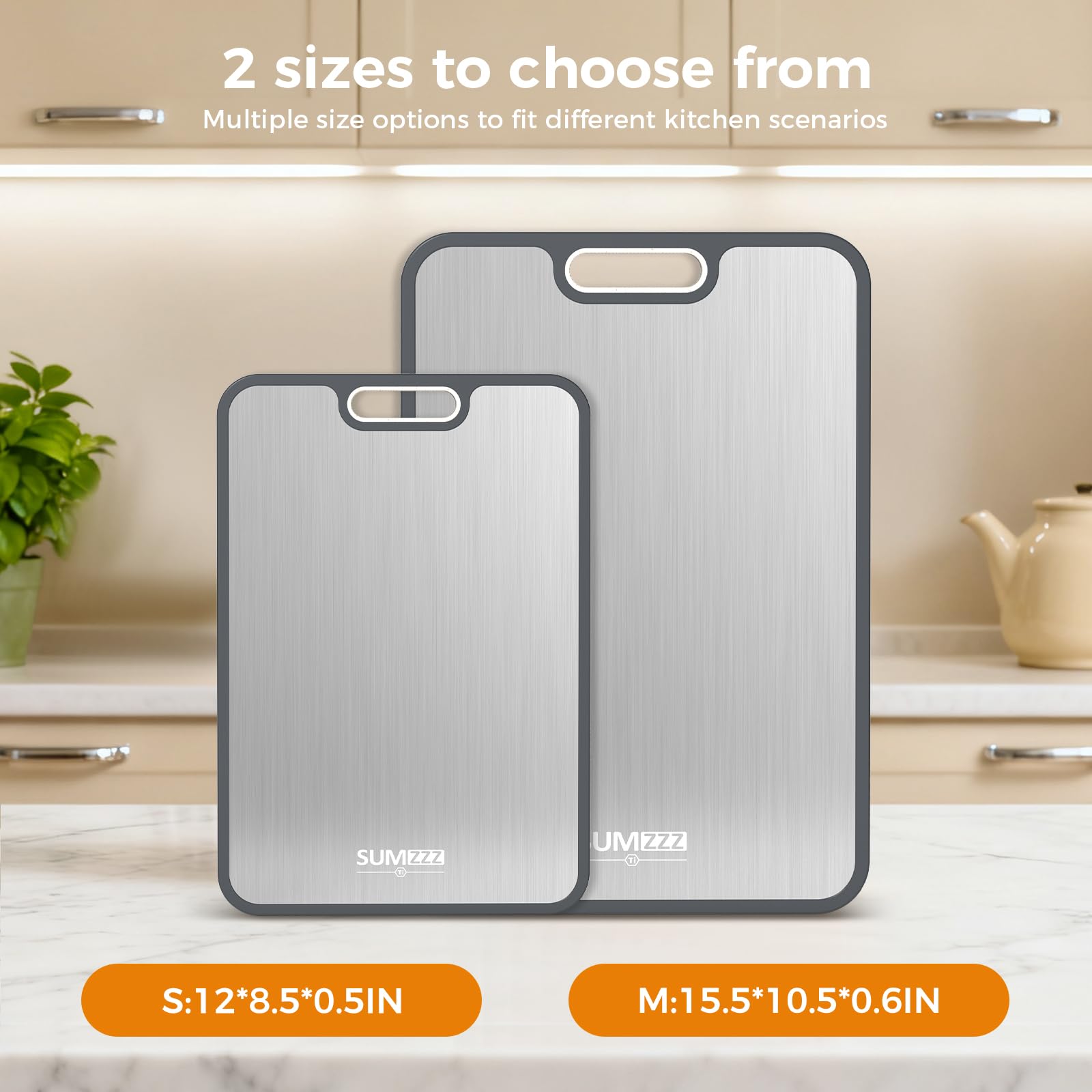Titanium Cutting Board for Kitchen, Pure Titanium/PP, Size 16”×11” | Food Grade Materials, Separate Prep Surfaces for Raw & Cooked Food, Odor Resistant, Easy to Clean, Durable Kitchen Essential