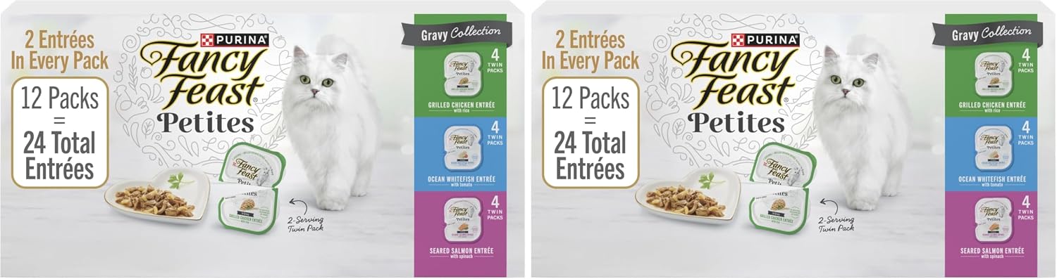 Purina Fancy Feast Gravy Lovers, Poultry & Beef Wet Cat Food, 3oz, 24-Pack | Variety Pack, grilled gourmet texture made with no artificial colors or preservatives, 100 percent complete and balanced