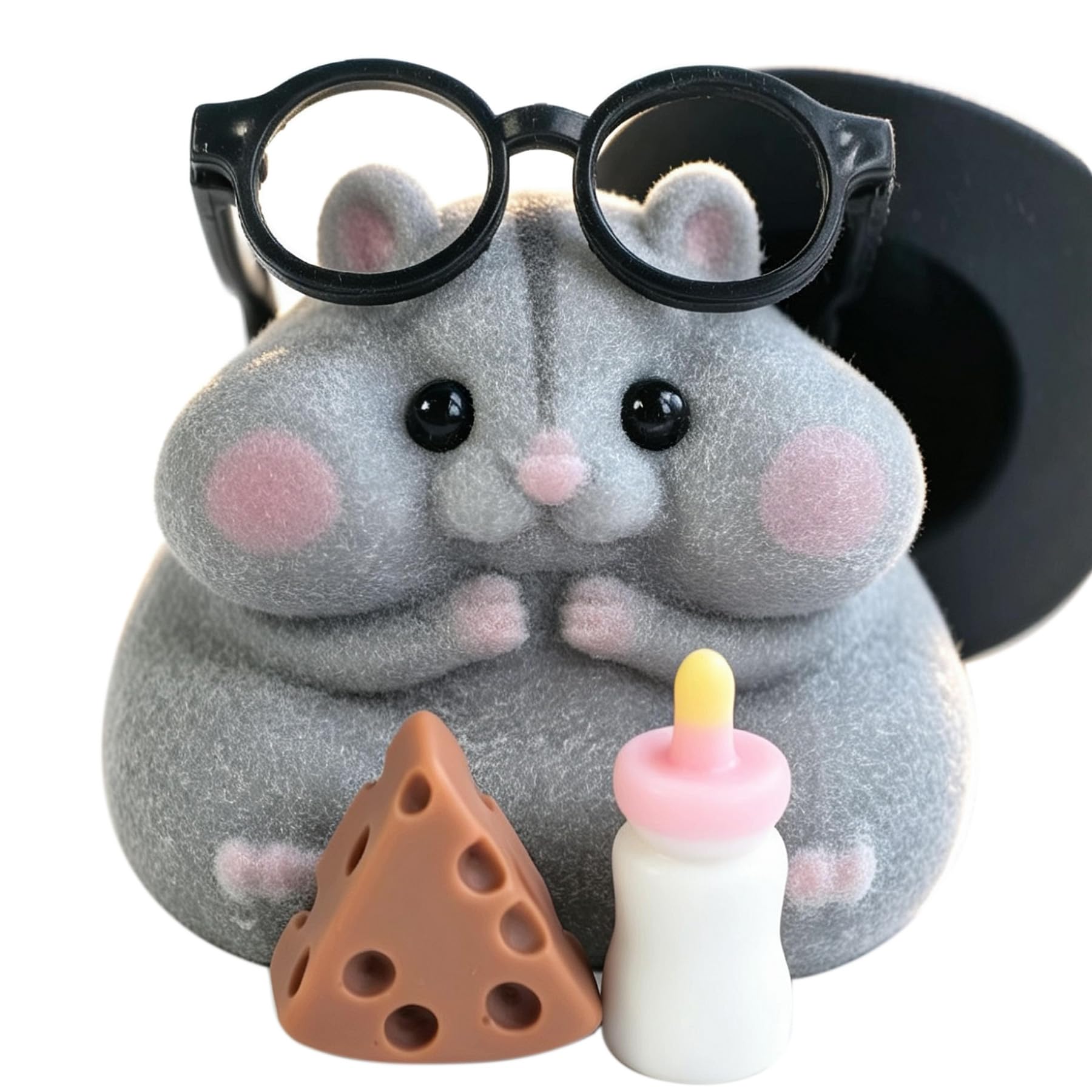 Handmade Taba Squishy Hamster Toy, Cute Squishy Stress Relief Fidget Toy | CUTE SQUEEZE Soft Non-toxic Silicone Butter Cheese Dumpling Squishy, Fuzzy Animal Sensory Toys for Kids Adults, Pink