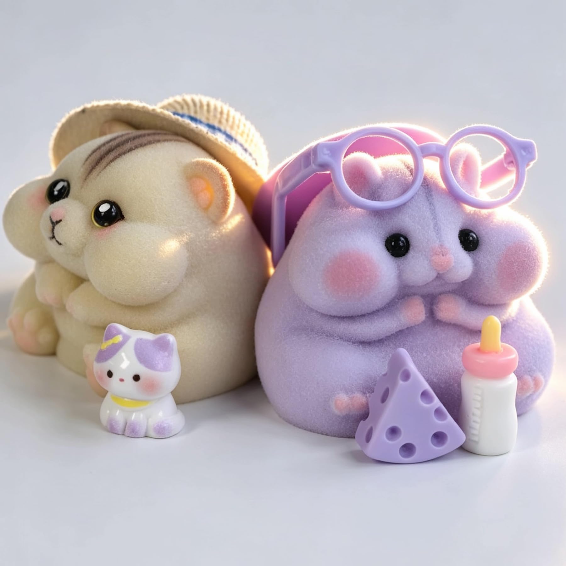 Handmade Taba Squishy Hamster Toy, Cute Squishy Stress Relief Fidget Toy | CUTE SQUEEZE Soft Non-toxic Silicone Butter Cheese Dumpling Squishy, Fuzzy Animal Sensory Toys for Kids Adults, Pink