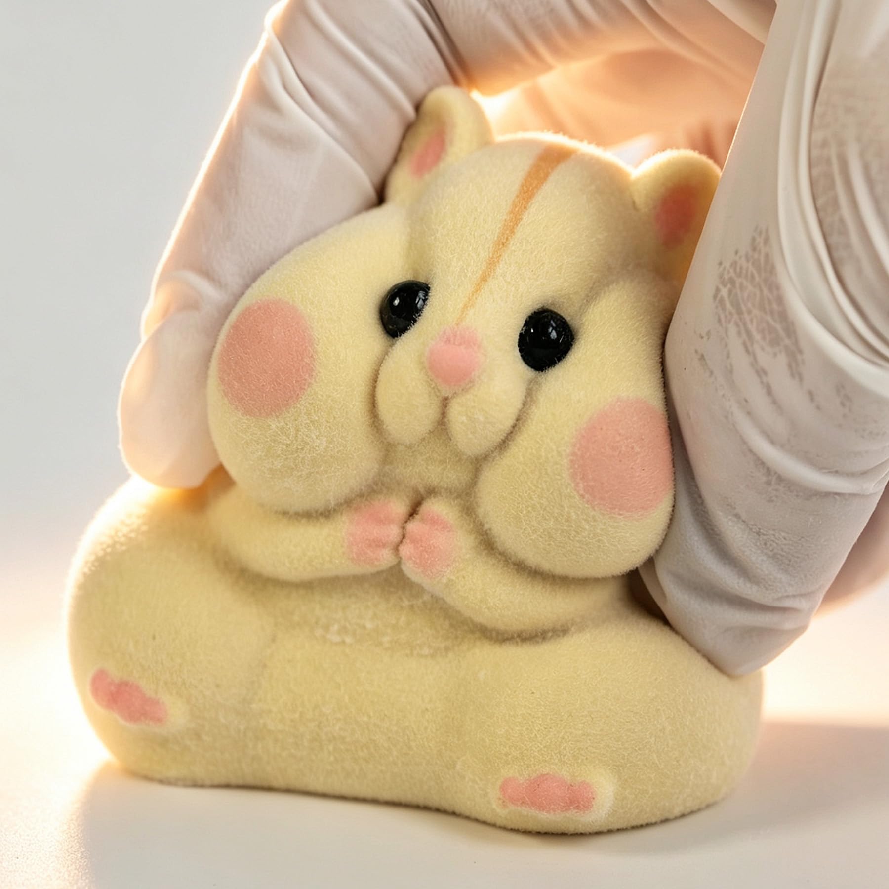 Handmade Taba Squishy Hamster Toy, Cute Squishy Stress Relief Fidget Toy | CUTE SQUEEZE Soft Non-toxic Silicone Butter Cheese Dumpling Squishy, Fuzzy Animal Sensory Toys for Kids Adults, Pink