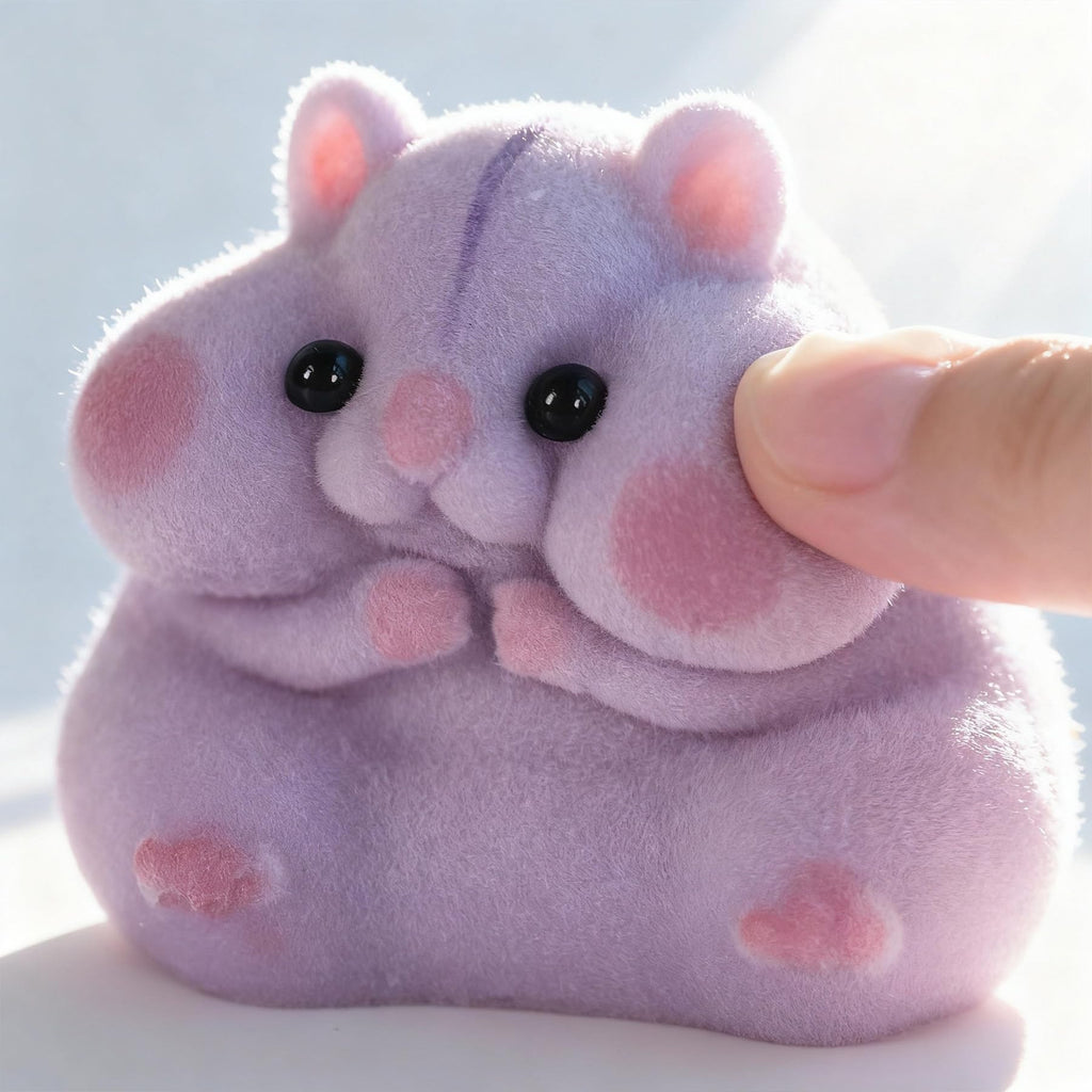 Handmade Taba Squishy Hamster Toy, Cute Squishy Stress Relief Fidget Toy | CUTE SQUEEZE Soft Non-toxic Silicone Butter Cheese Dumpling Squishy, Fuzzy Animal Sensory Toys for Kids Adults, Pink