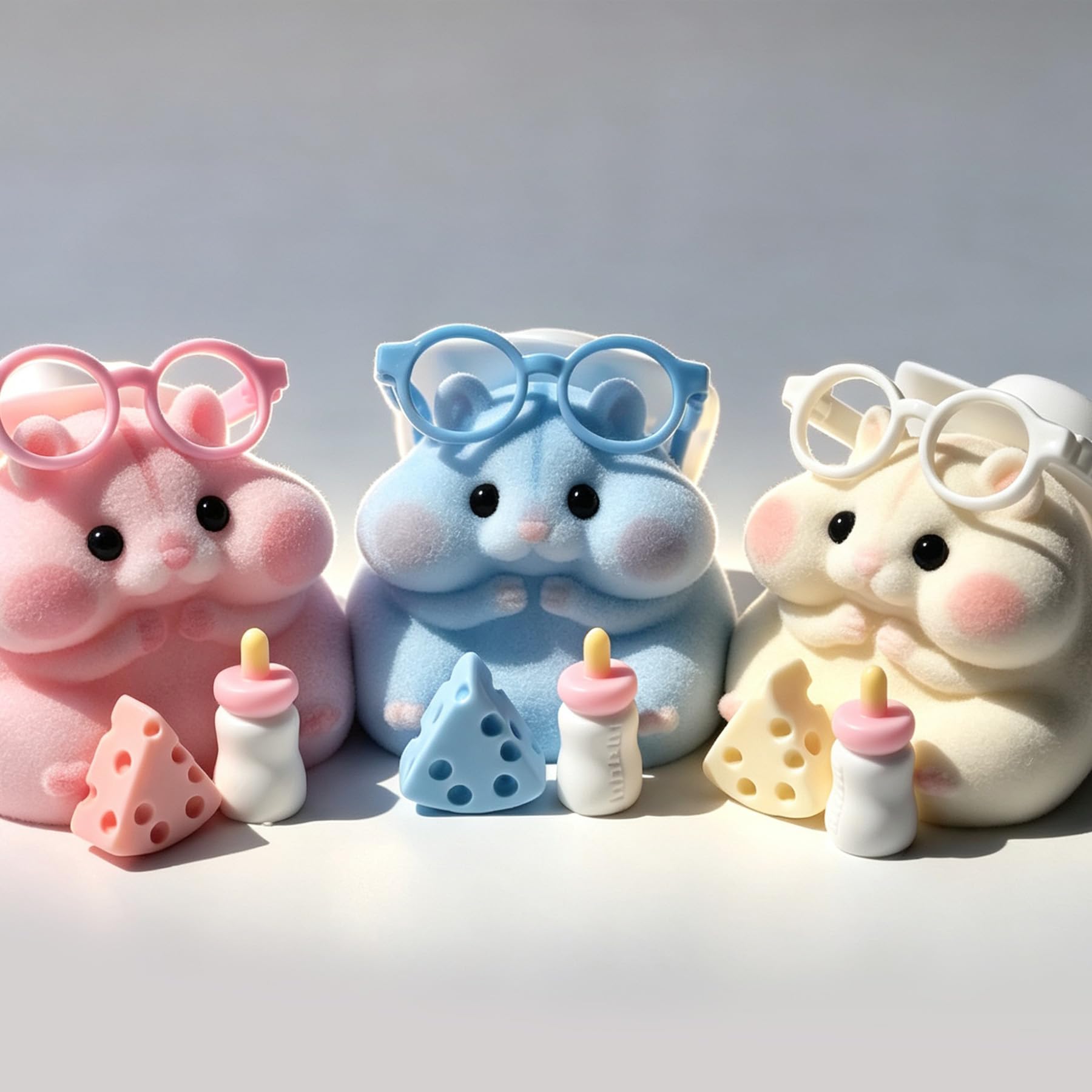 Handmade Taba Squishy Hamster Toy, Cute Squishy Stress Relief Fidget Toy | CUTE SQUEEZE Soft Non-toxic Silicone Butter Cheese Dumpling Squishy, Fuzzy Animal Sensory Toys for Kids Adults, Pink