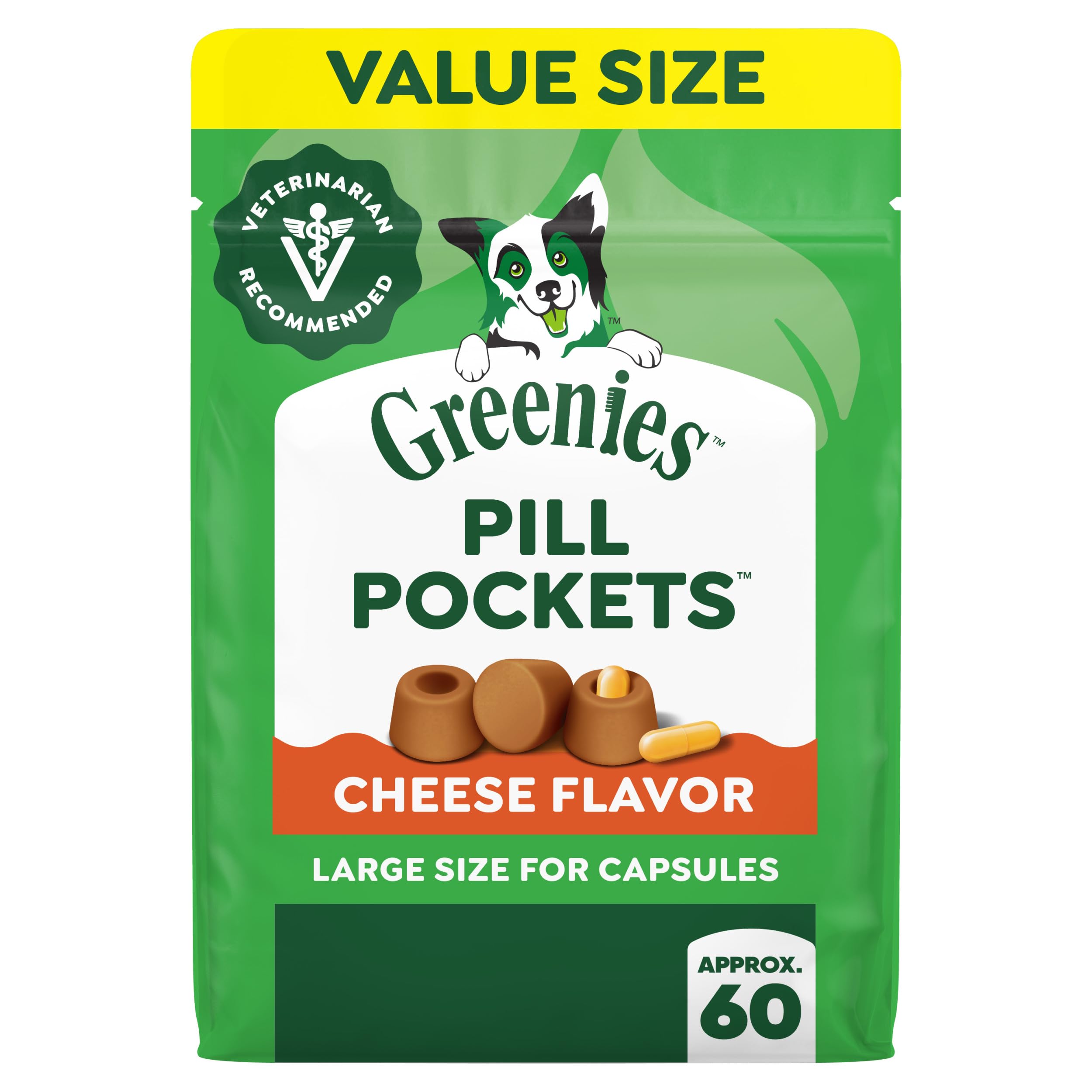 Greenies Pill Pockets Large Size Dog Treats, Peanut Butter, 15.8 oz | Vet-recommended, capsule size, low calorie, odor masking, stress- and mess-free medication experience