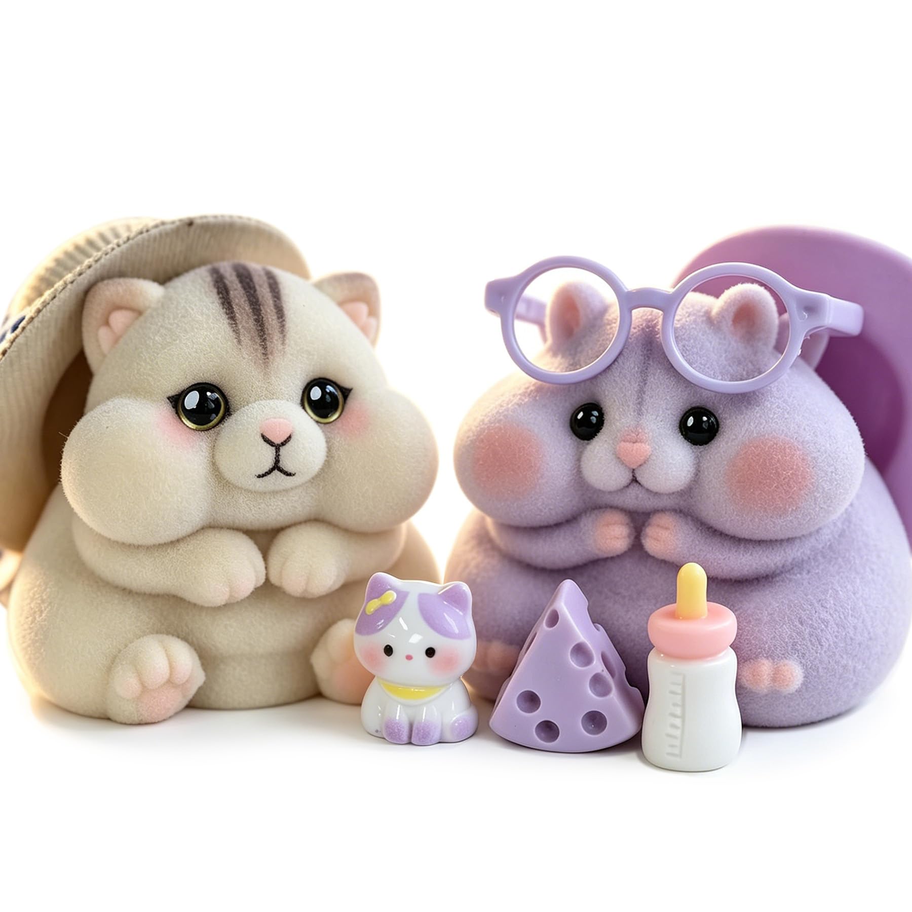 Handmade Taba Squishy Hamster Toy, Cute Squishy Stress Relief Fidget Toy | CUTE SQUEEZE Soft Non-toxic Silicone Butter Cheese Dumpling Squishy, Fuzzy Animal Sensory Toys for Kids Adults, Pink