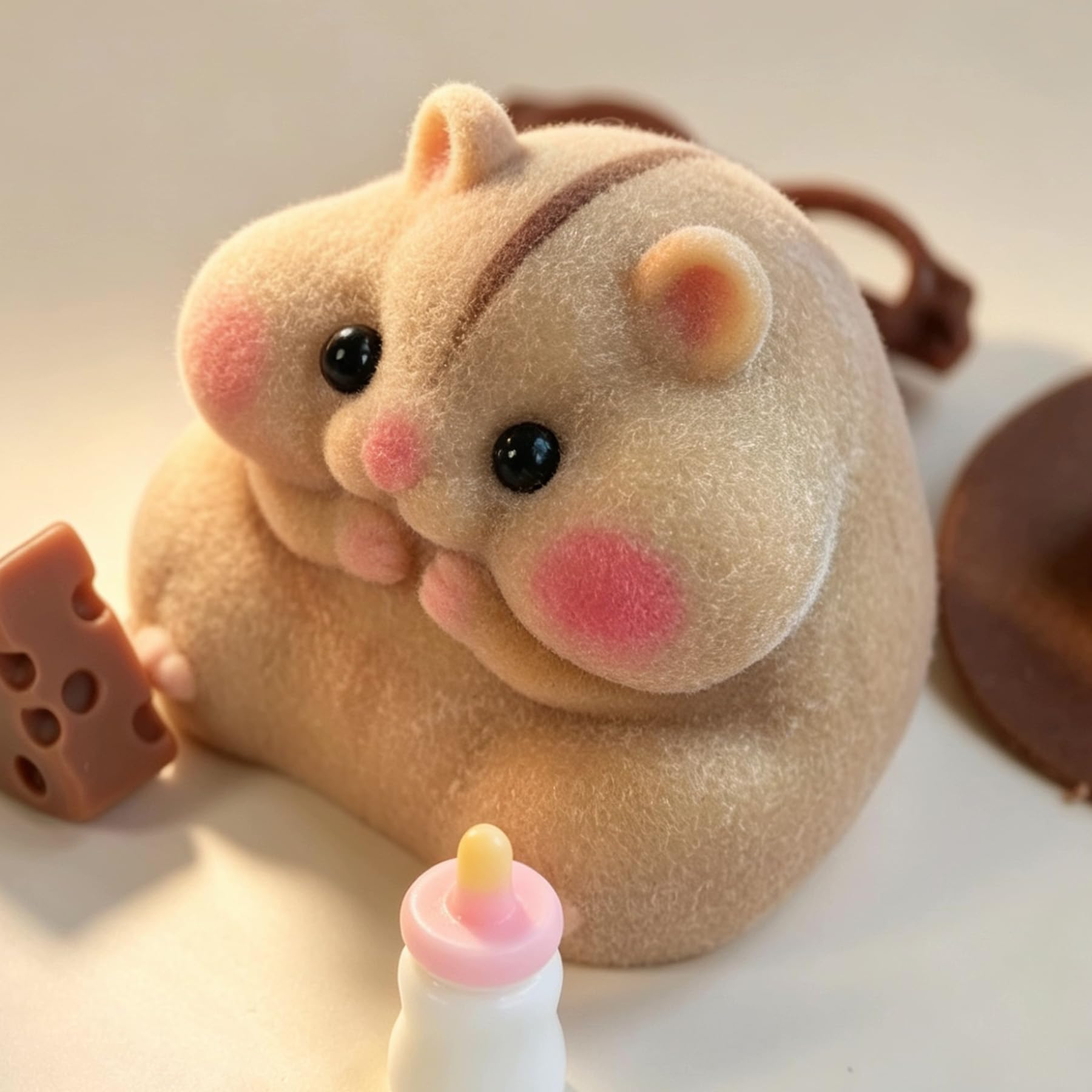 Handmade Taba Squishy Hamster Toy, Cute Squishy Stress Relief Fidget Toy | CUTE SQUEEZE Soft Non-toxic Silicone Butter Cheese Dumpling Squishy, Fuzzy Animal Sensory Toys for Kids Adults, Pink