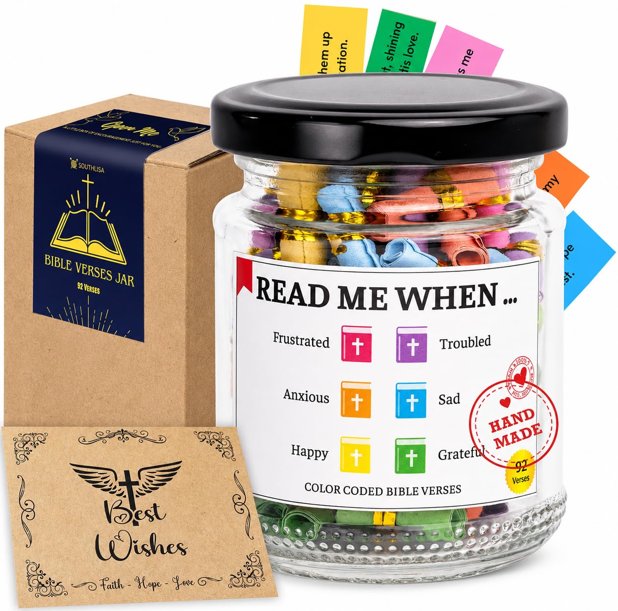 Bible Verses Jar for Daughter – Daughter Gifts From Mom, Graduation Gifts for Daughters, 92 Bible Verses Folded by hand, Christian Gift for Women