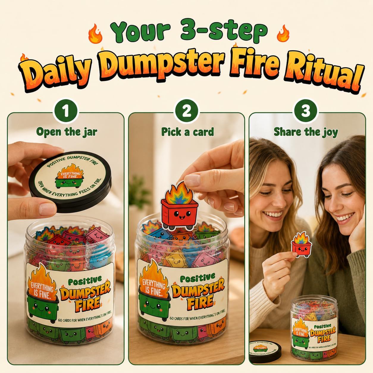 DEARMINE 60 Positive Pickle Cards Jar, Birthday Gifts for Women, Teens, Adults, Back to School Gift, White Elephant Gifts, Stocking Stuffers, Teen Girl Gifts Trendy Stuff