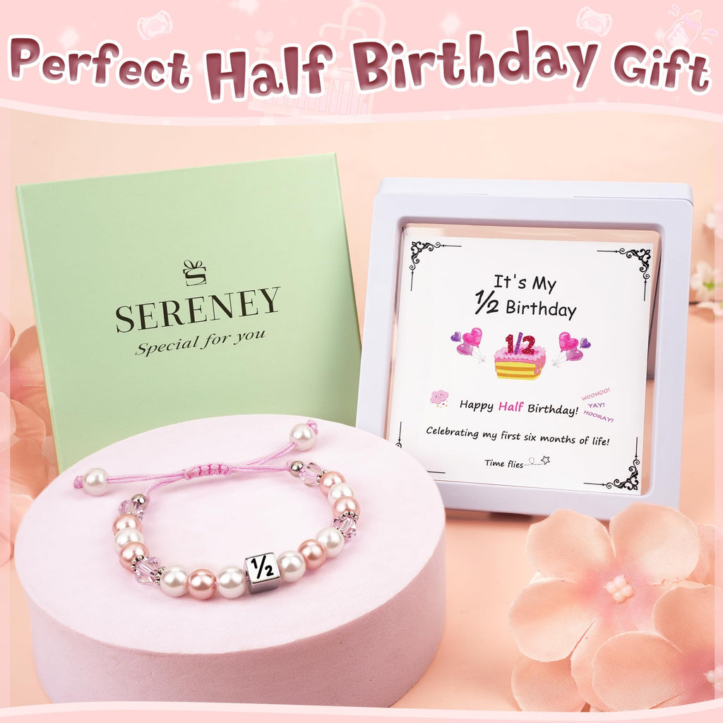 Sereney Birthday Gifts for Girls, 1-16 Year Old Girl Birthday Bracelet Gift | Adjustable Cross Pearl Beaded Bracelet, Happy Birthday Gifts for Daughter Granddaughter Niece, Handmade Link for Happy Bday