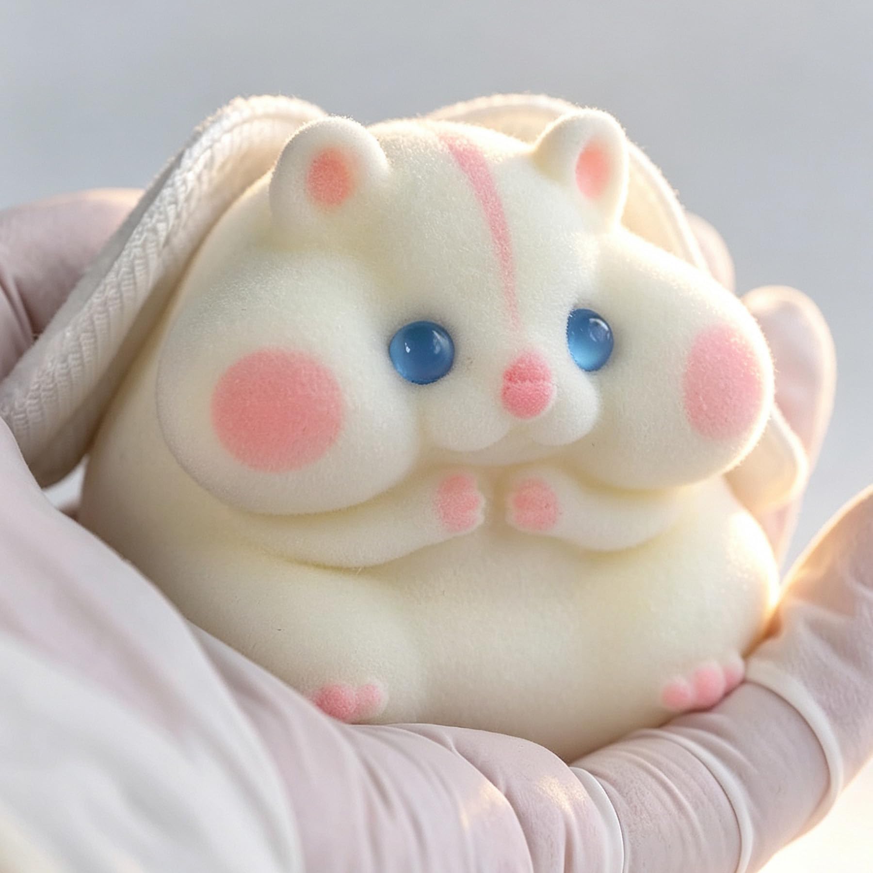 Handmade Taba Squishy Hamster Toy, Cute Squishy Stress Relief Fidget Toy | CUTE SQUEEZE Soft Non-toxic Silicone Butter Cheese Dumpling Squishy, Fuzzy Animal Sensory Toys for Kids Adults, Pink
