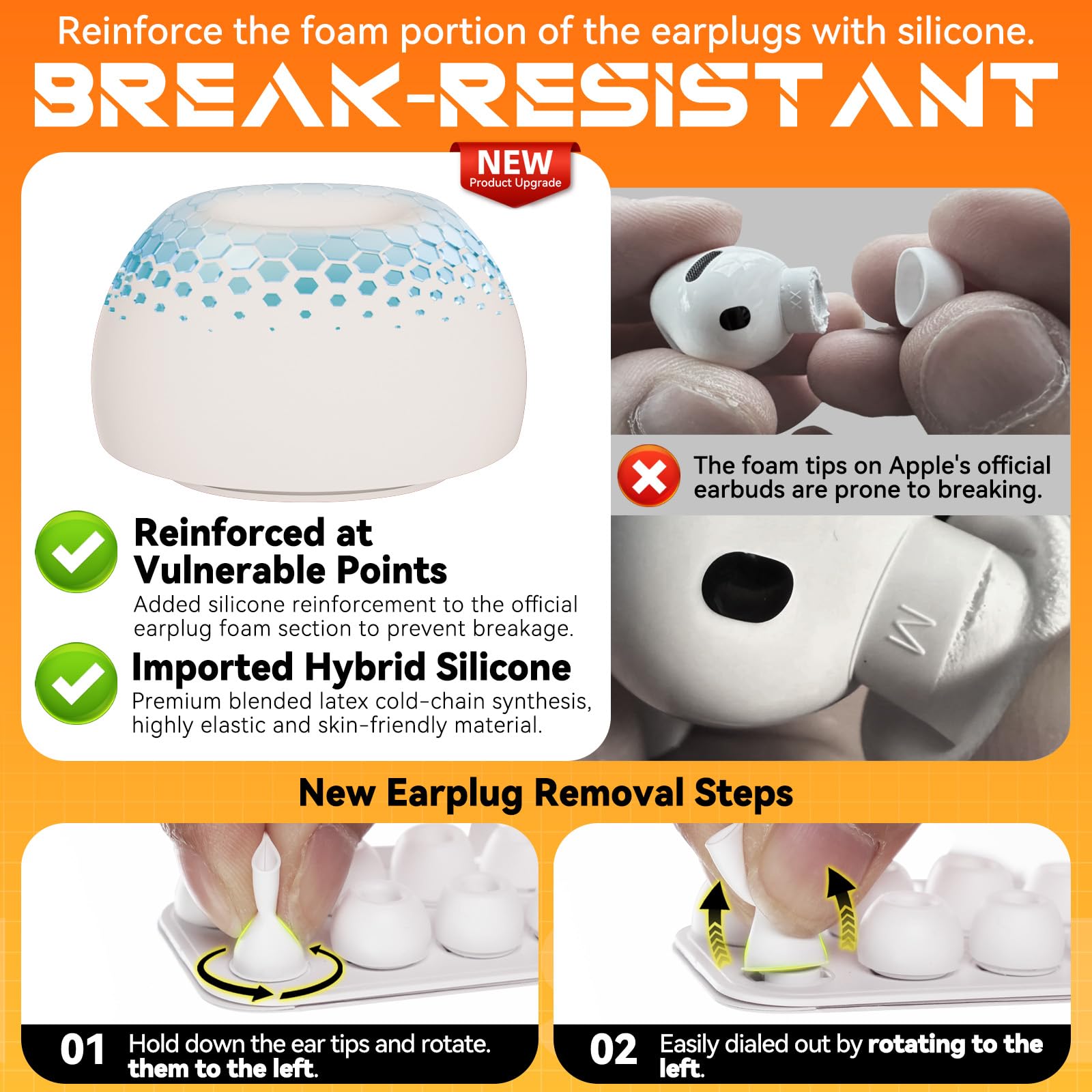 Inesore 4 Pairs Replacement Ear Tips for AirPods Pro 2nd/1st (Dark red) | with Noise Reduction Hole & Built-in dust Guard Screen,Silicone,with Portable Storage Box & Cleaner Pen,4 Size (XS/S/M/L)