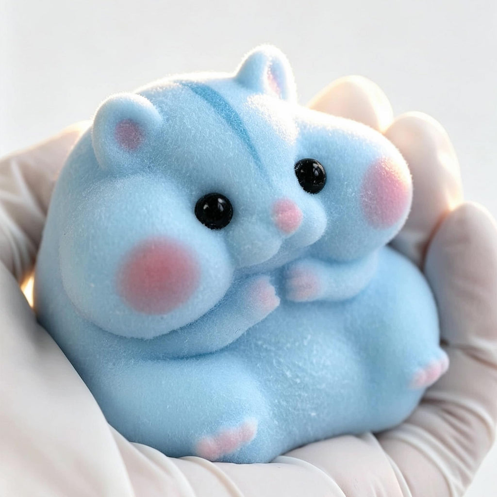 Handmade Taba Squishy Hamster Toy, Cute Squishy Stress Relief Fidget Toy | CUTE SQUEEZE Soft Non-toxic Silicone Butter Cheese Dumpling Squishy, Fuzzy Animal Sensory Toys for Kids Adults, Pink