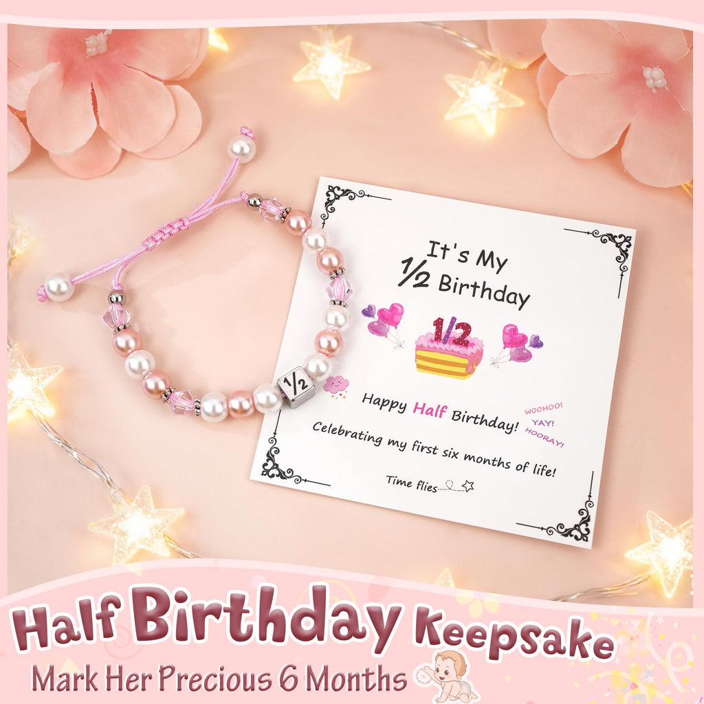 Sereney Birthday Gifts for Girls, 1-16 Year Old Girl Birthday Bracelet Gift | Adjustable Cross Pearl Beaded Bracelet, Happy Birthday Gifts for Daughter Granddaughter Niece, Handmade Link for Happy Bday