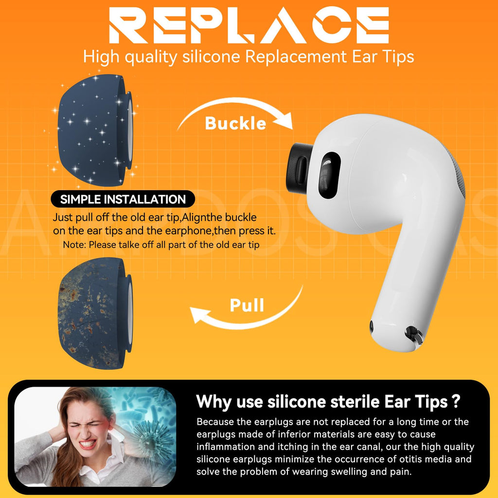 Inesore 4 Pairs Replacement Ear Tips for AirPods Pro 2nd/1st (Dark red) | with Noise Reduction Hole & Built-in dust Guard Screen,Silicone,with Portable Storage Box & Cleaner Pen,4 Size (XS/S/M/L)