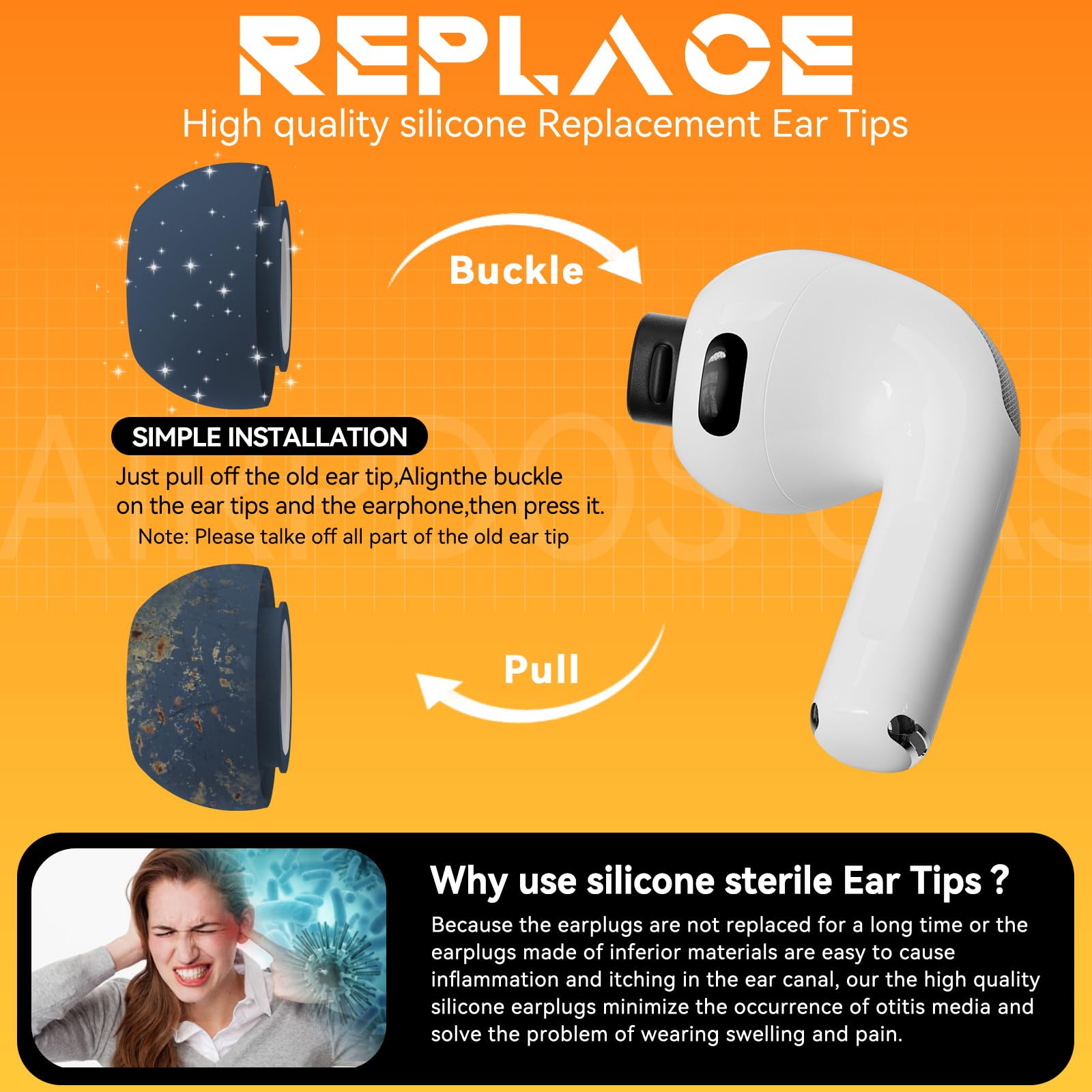 Inesore 4 Pairs Replacement Ear Tips for AirPods Pro 2nd/1st (Dark red) | with Noise Reduction Hole & Built-in dust Guard Screen,Silicone,with Portable Storage Box & Cleaner Pen,4 Size (XS/S/M/L)