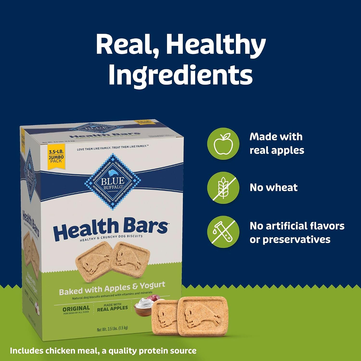 Blue Buffalo Health Bars Pumpkin & Cinnamon Dog Biscuits, 16 oz | Oven-Baked, Crunchy Texture, No Chicken By-Product, Corn, Wheat, or Soy