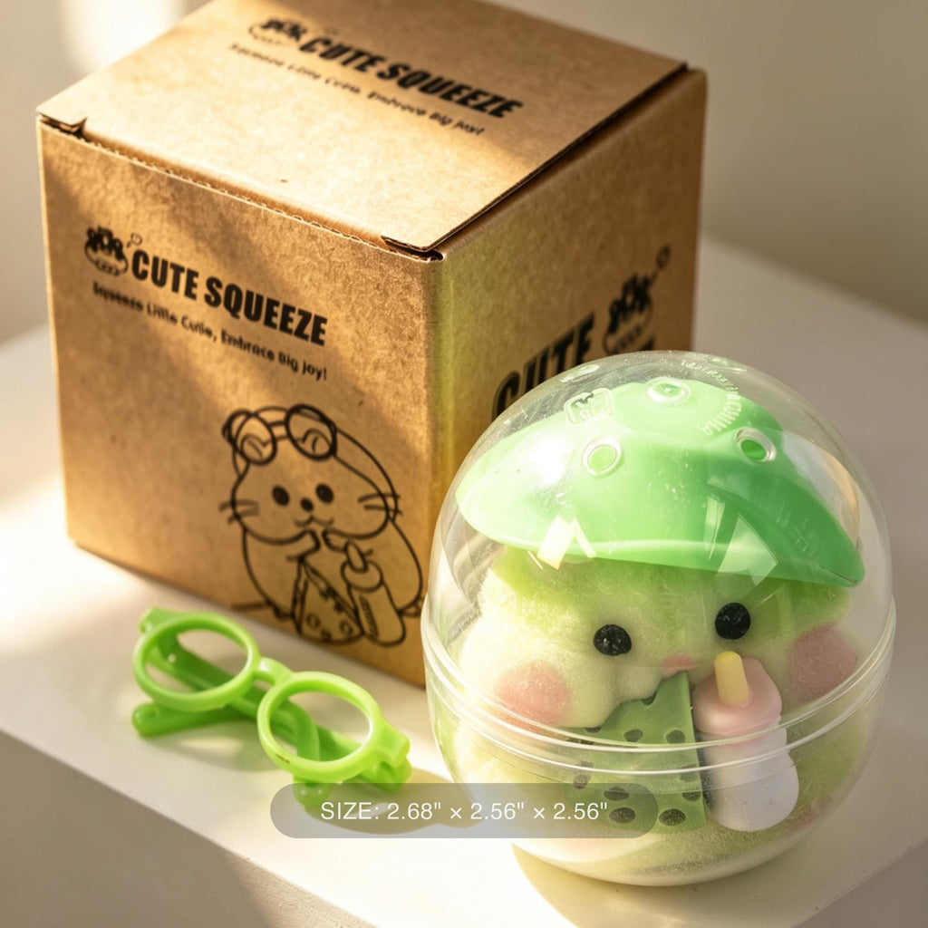 Handmade Taba Squishy Hamster Toy, Cute Squishy Stress Relief Fidget Toy | CUTE SQUEEZE Soft Non-toxic Silicone Butter Cheese Dumpling Squishy, Fuzzy Animal Sensory Toys for Kids Adults, Pink