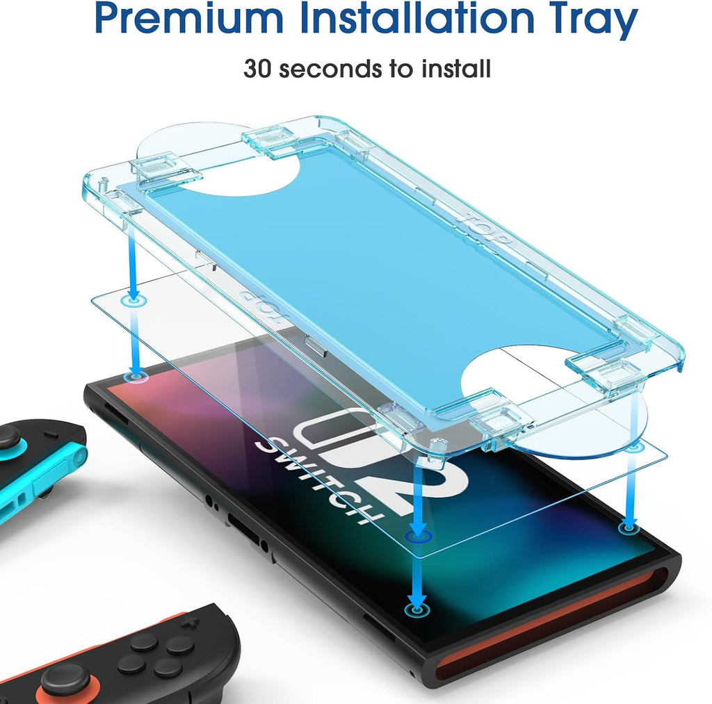 amFilm Auto-Alignment OneTouch for Nintendo Switch 2 Screen Protector 2025 | Tempered Glass Accessories, 30s Install, Bubble Free, Scratch & Drop Resistant, Touch Sensitive, 7.9'' Transparent [2 Pack]
